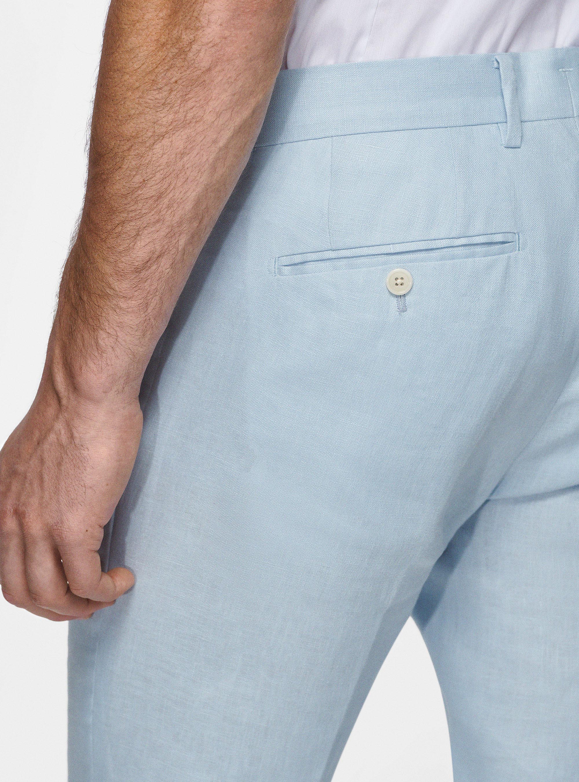 Pantalon en lin pur, BLEU CIEL