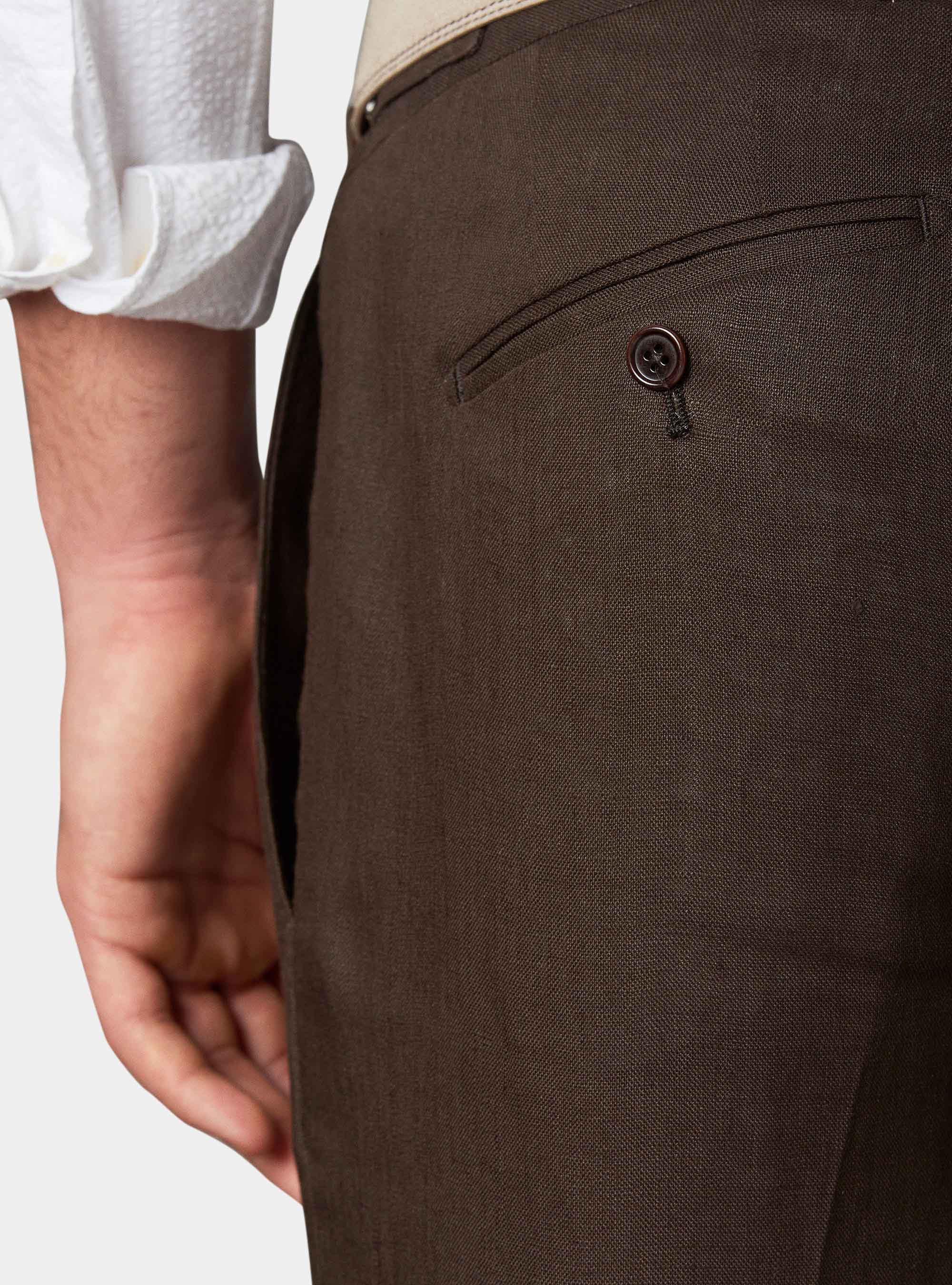 Pantaloni di lino con doppia pinces e cinturini laterali | Gutteridge |  Pantaloni Uomo