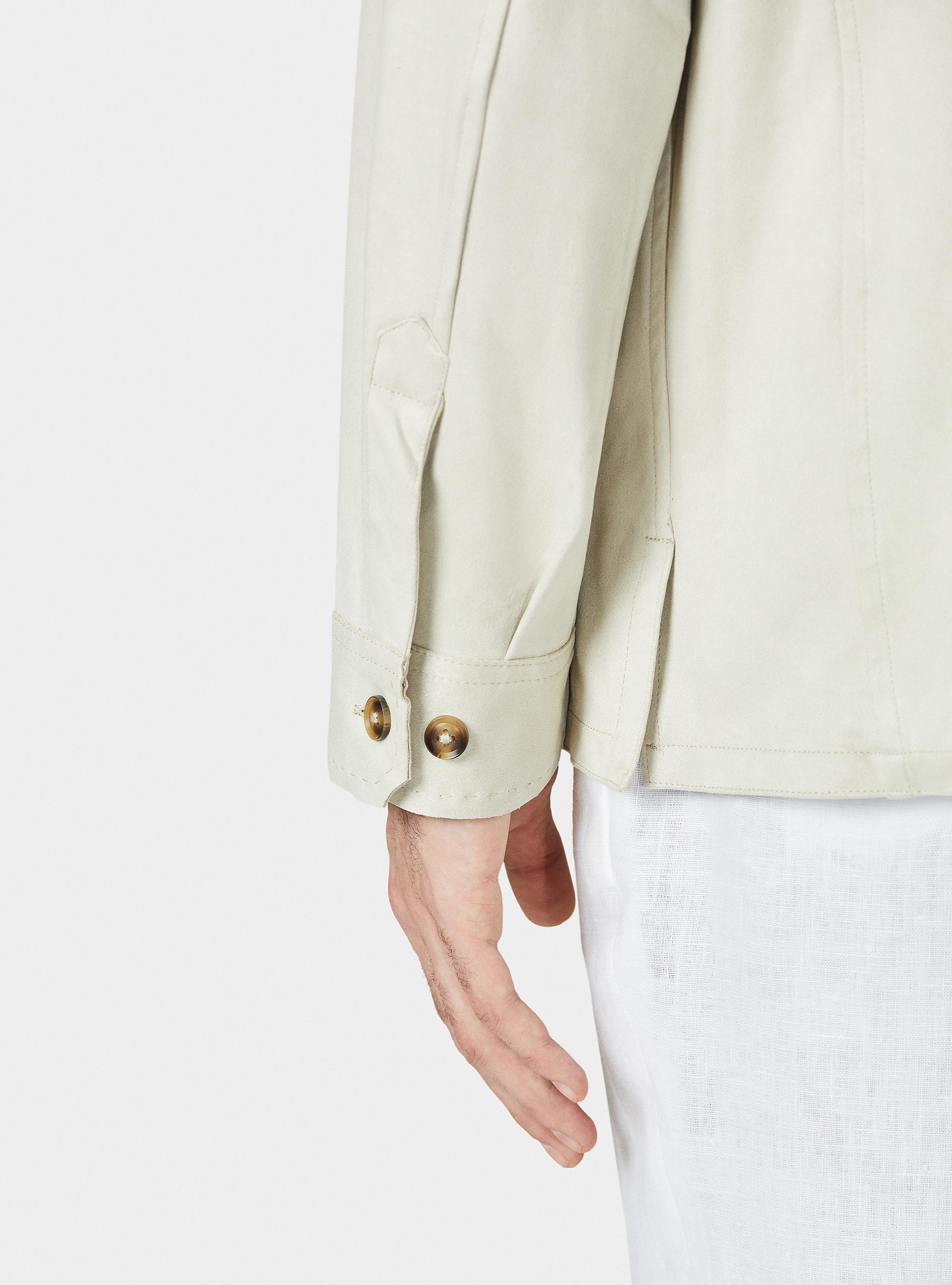Suede effect shirt jacket, ECRU