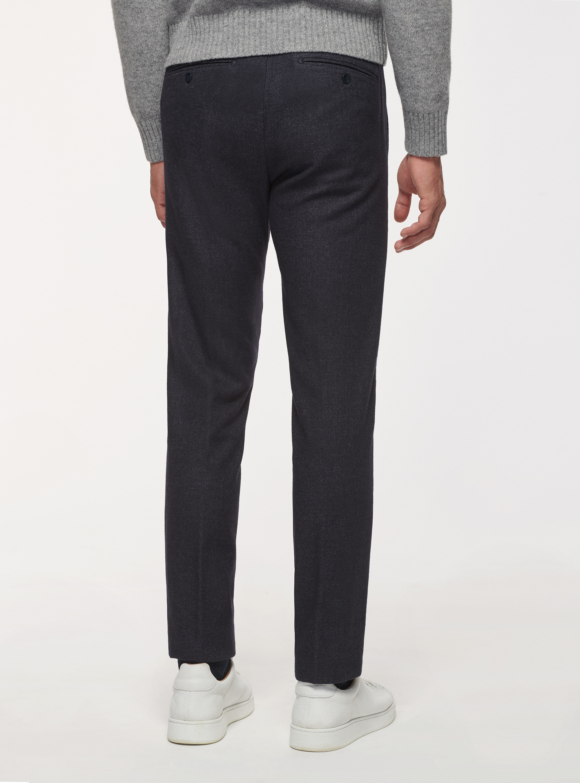 Pantaloni in flanella di lana Duemilagori, BLU NAVY