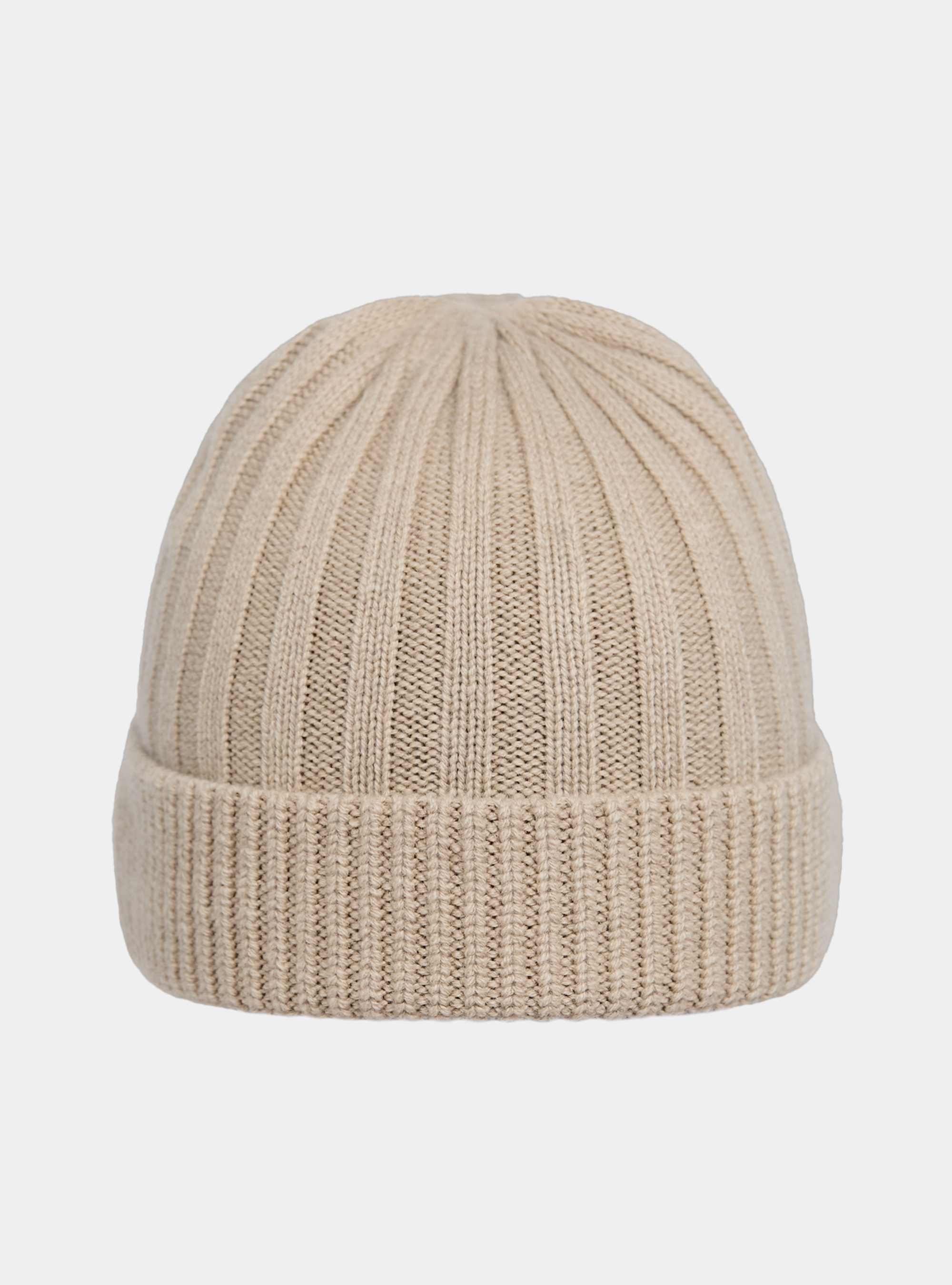English rib cashmere blend beanie, ECRU