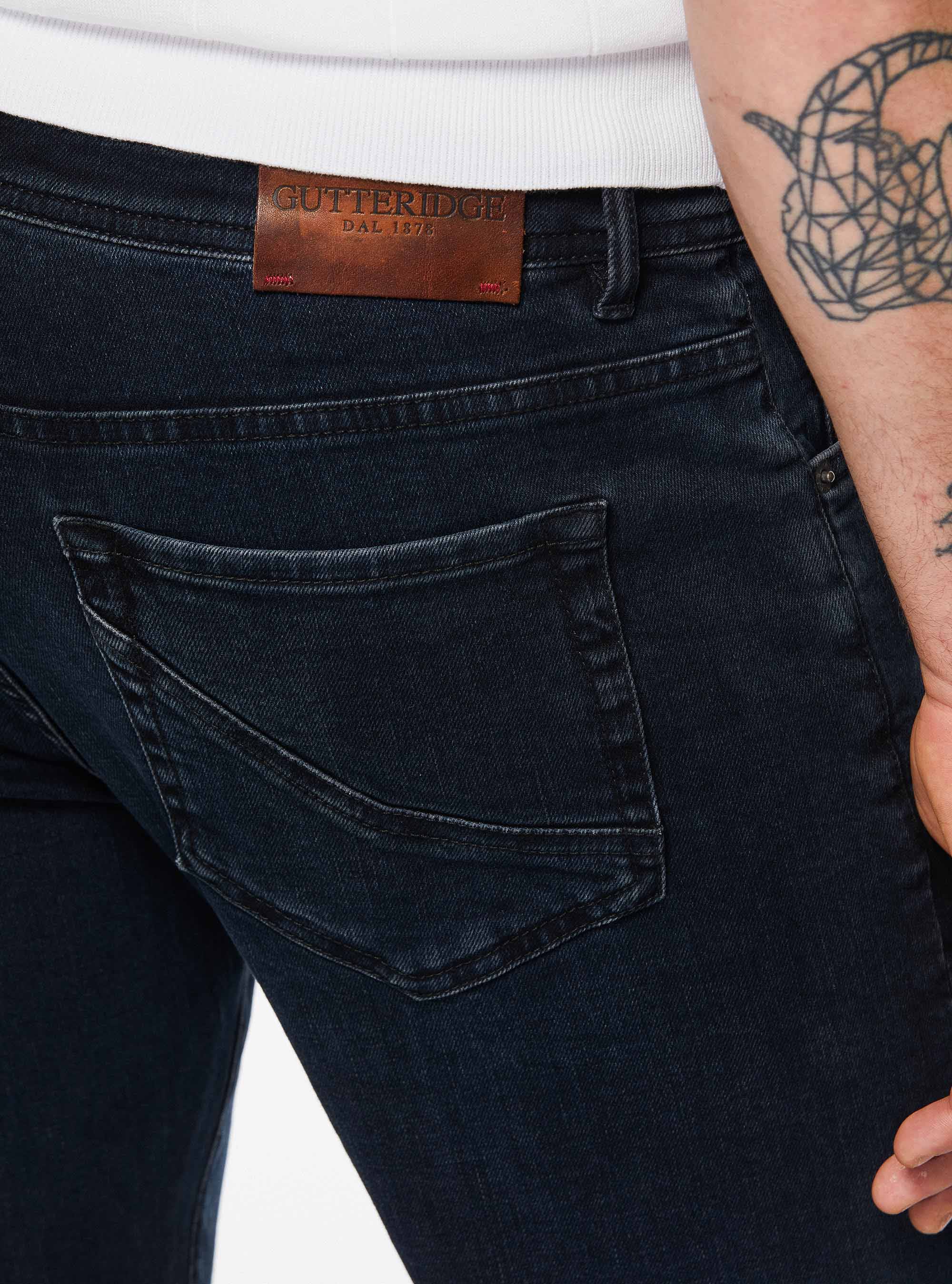 Pantaloni colorati in cotone stretch, BLU NAVY