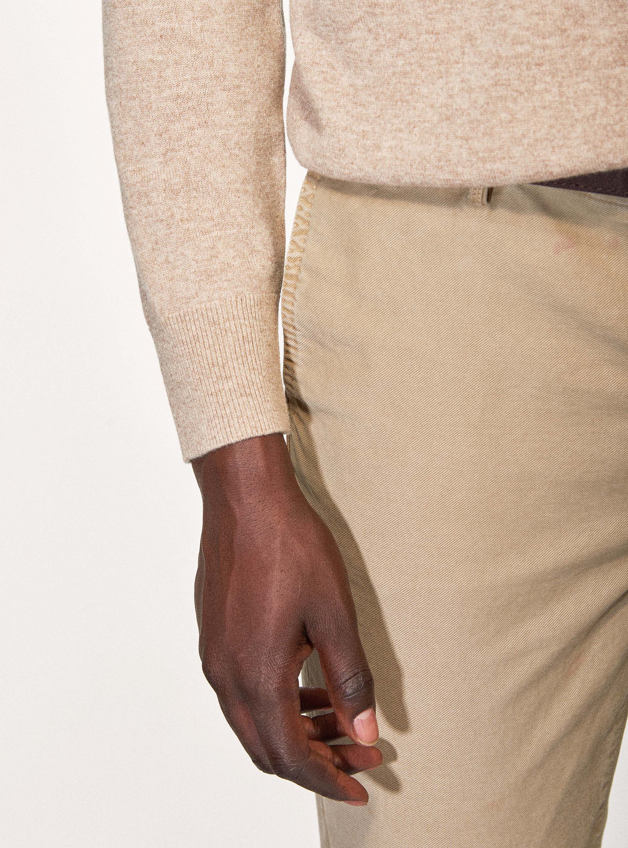 Maglia girocollo in lana lambswool e cashmere, PANNA