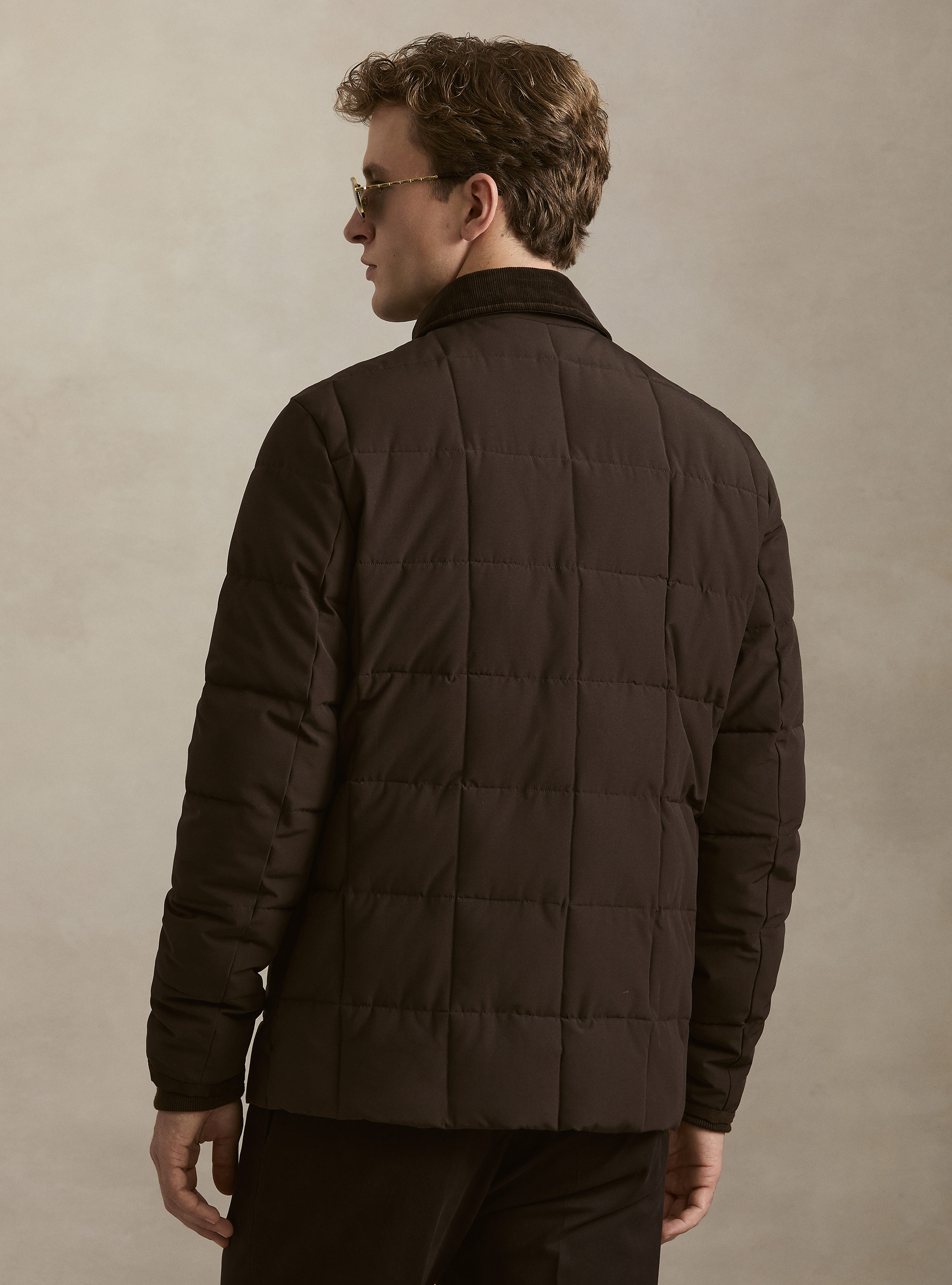 Classic quilted shirt-collar jacket, MARRONE 0508C