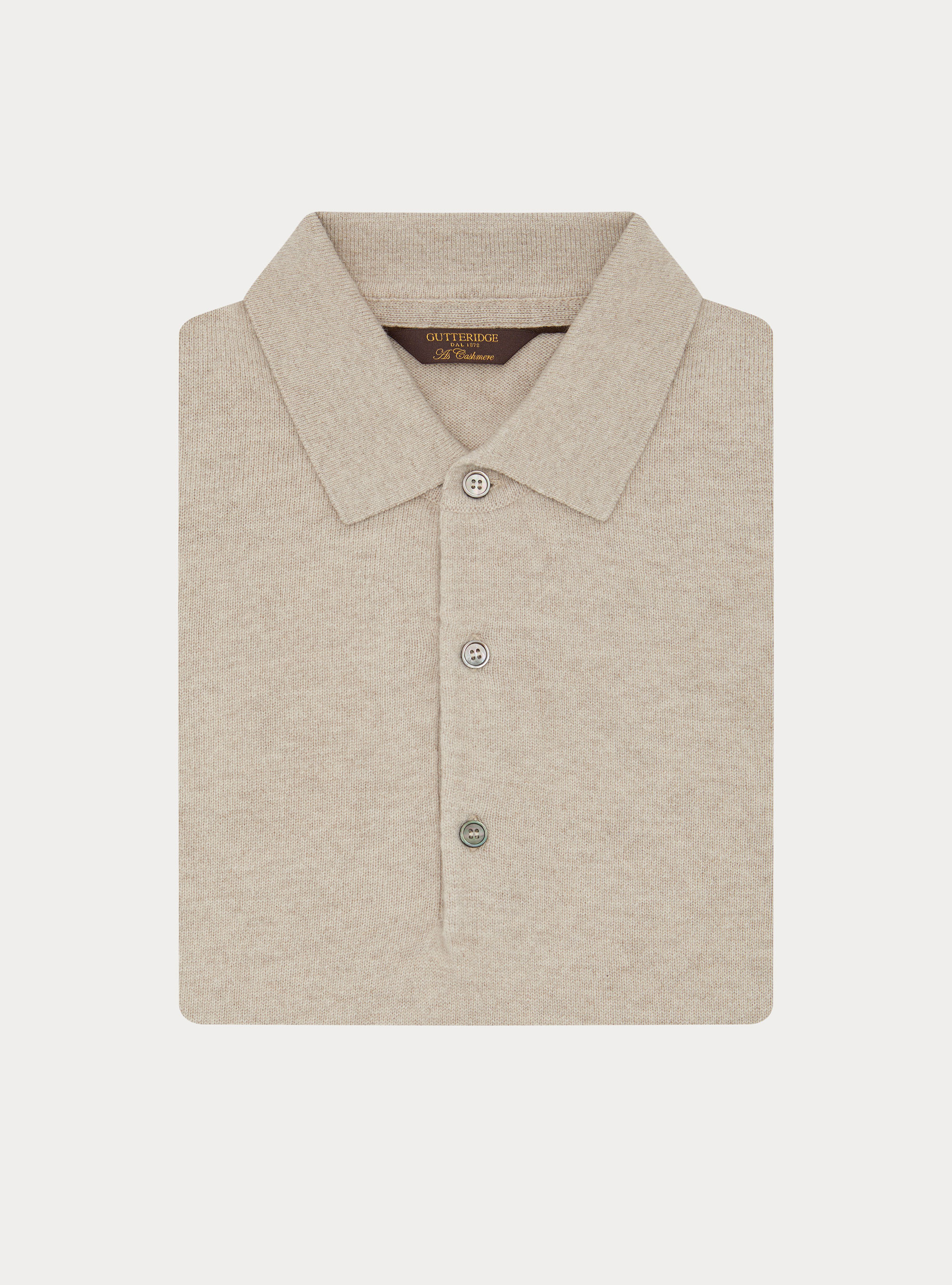 Maglia a polo in lana e cashmere, ECRU