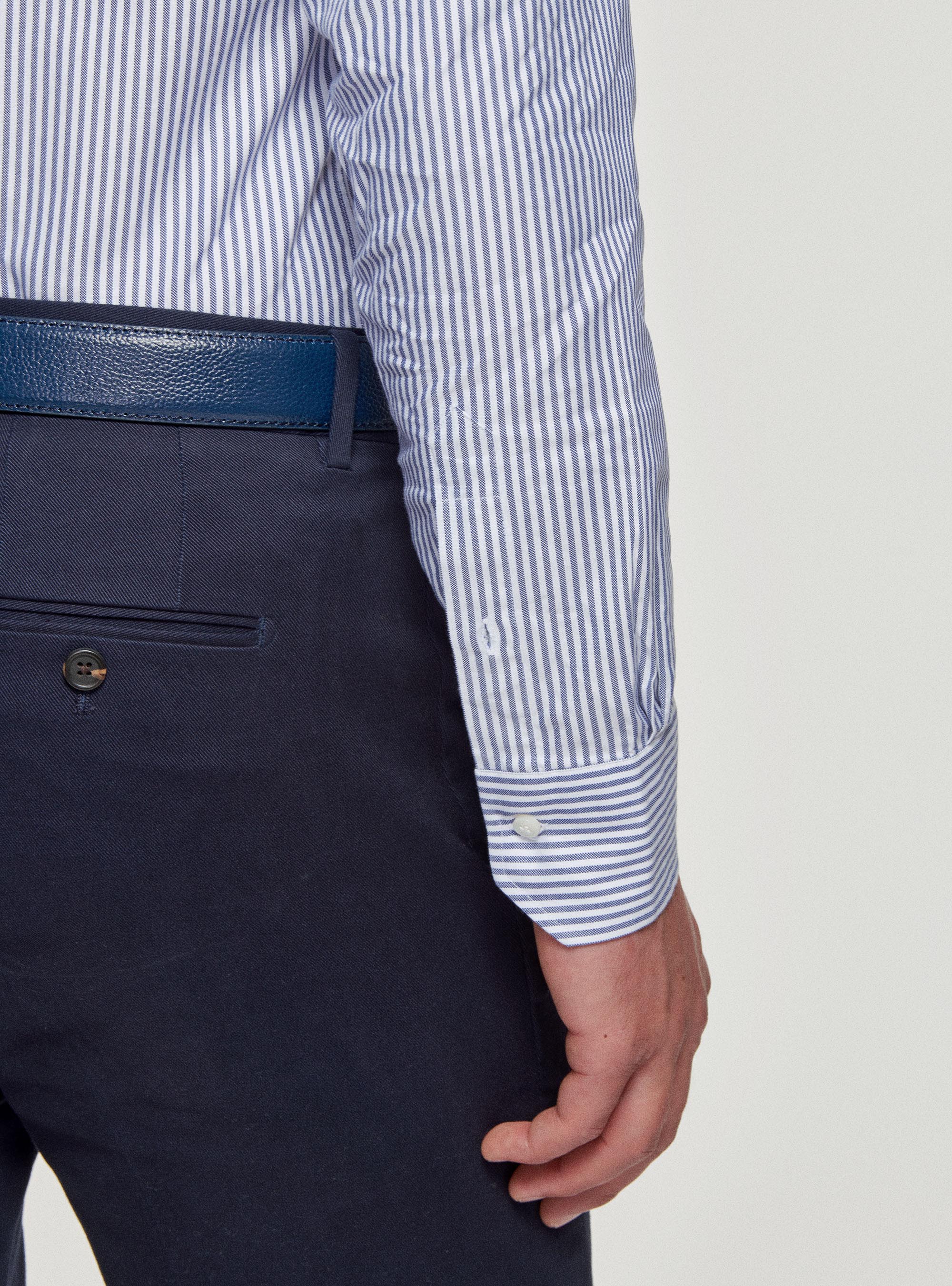 Camicia in cotone oxford rigato, BLU