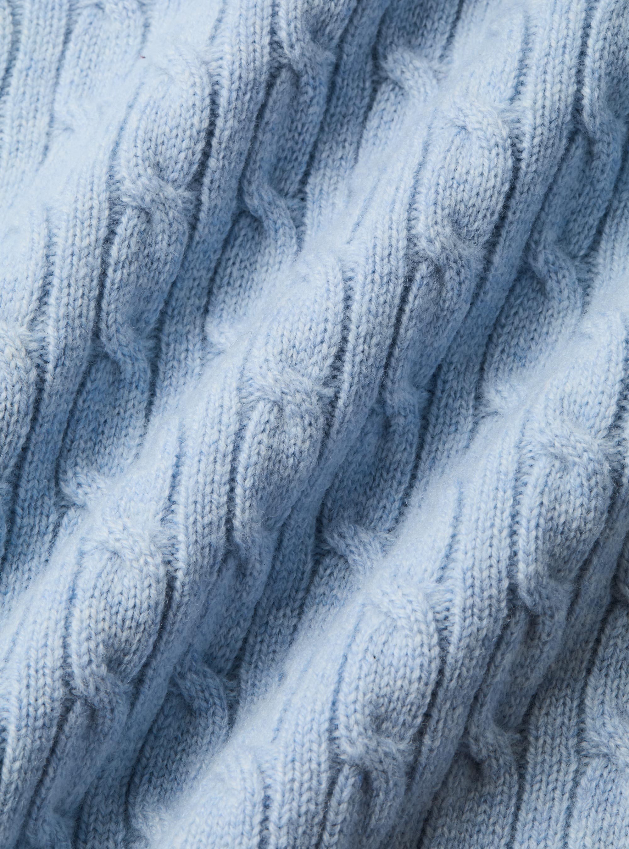 Crew-neck sweater with wool and cashmere braid, AZZURRO POLVERE 0283C