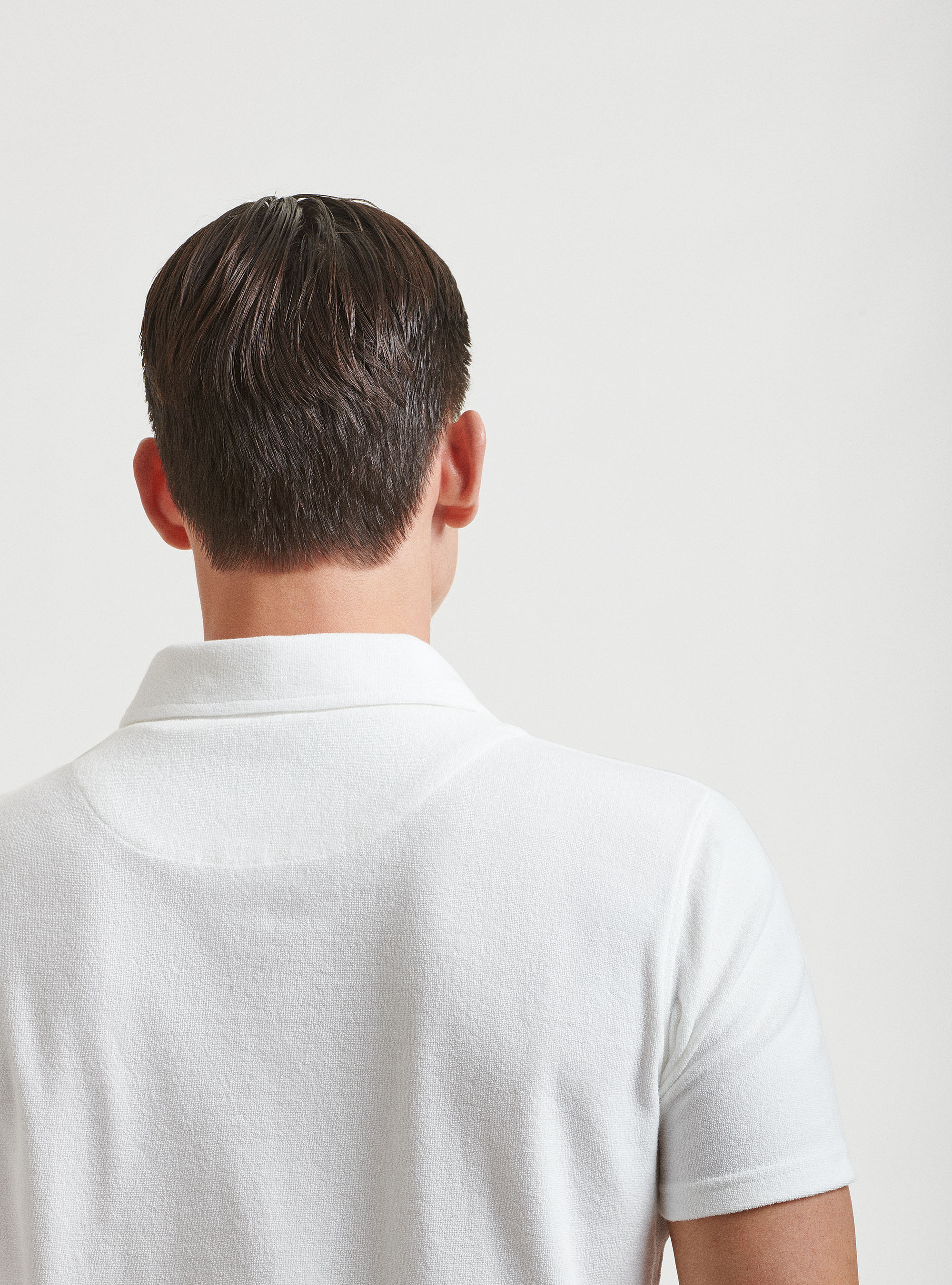 Maglia a polo in spugna di puro cotone, BIANCO