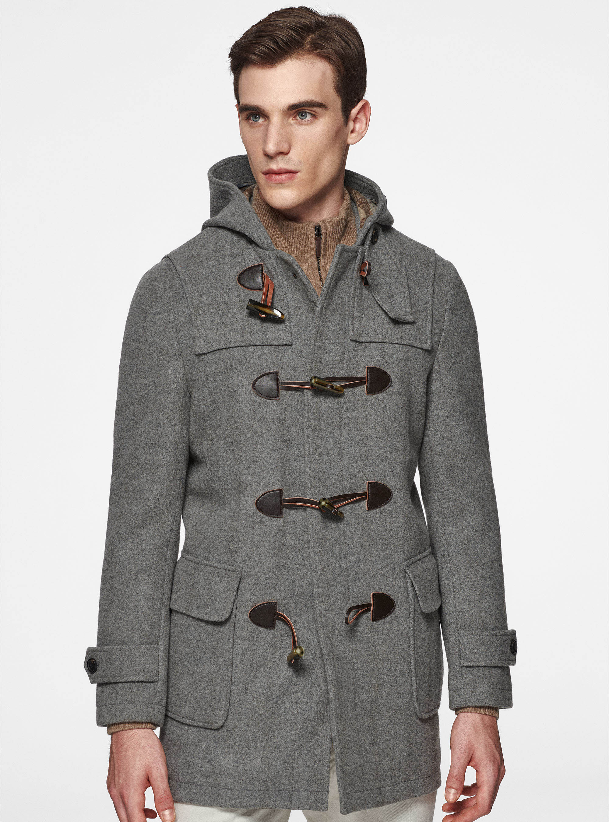 Montgomery in misto lana con interno a quadri, GRIGIO MELANGE 0151C