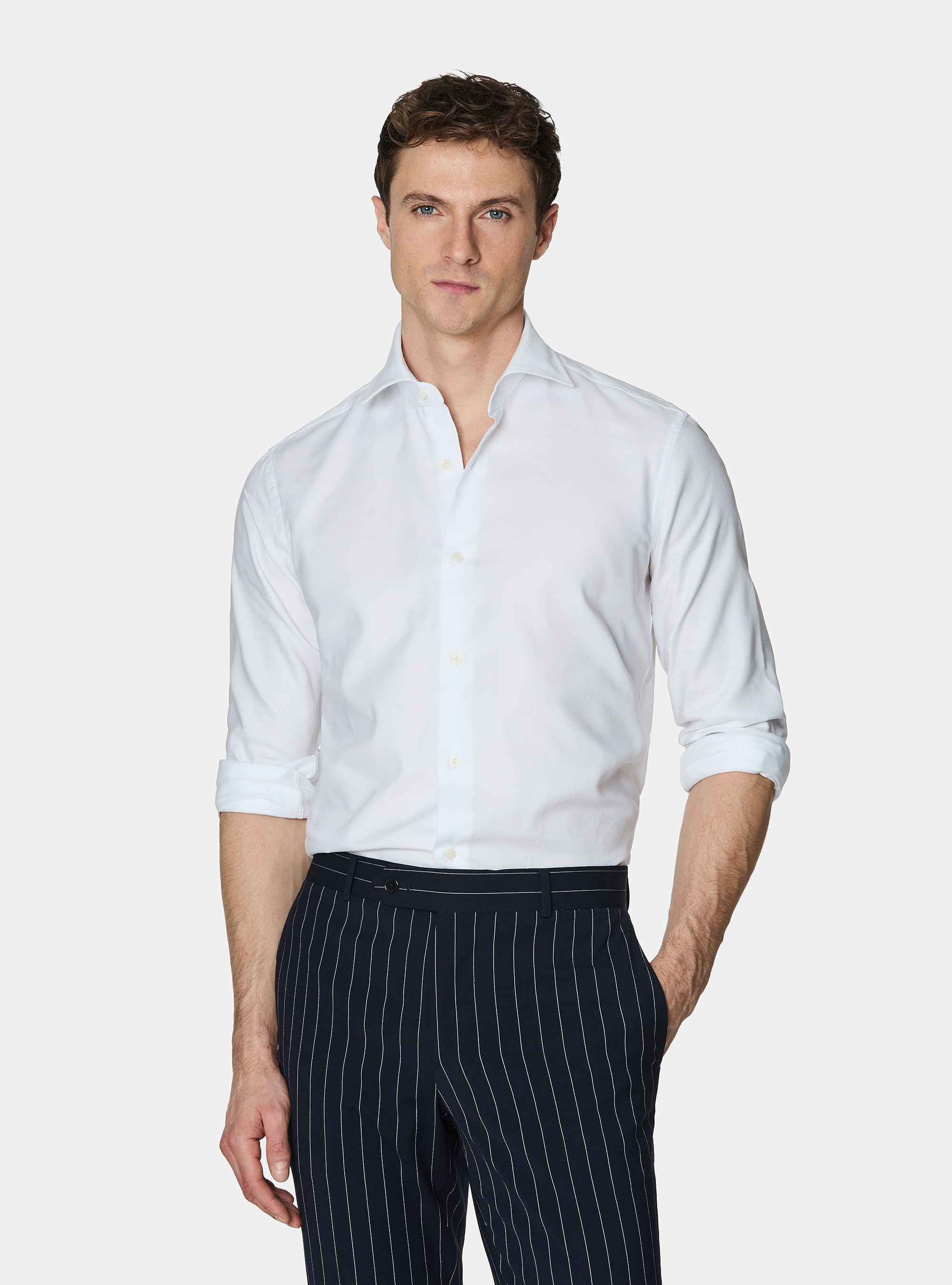 Camicia in cotone oxford, BIANCO