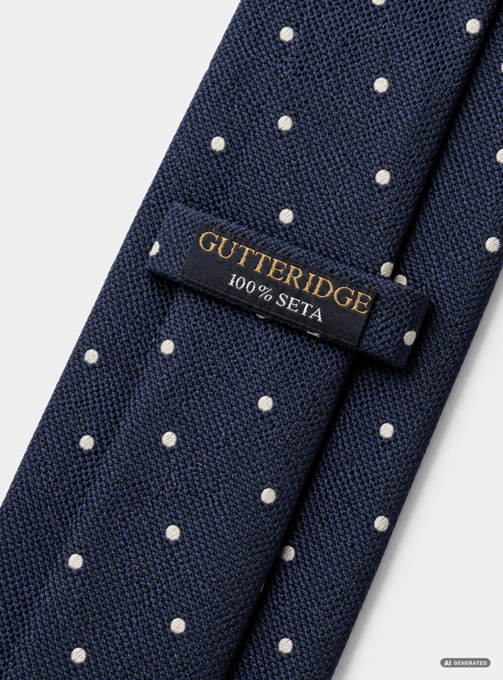 Cravatta in seta a pois jacquard, BLU MARINO/BIANCO