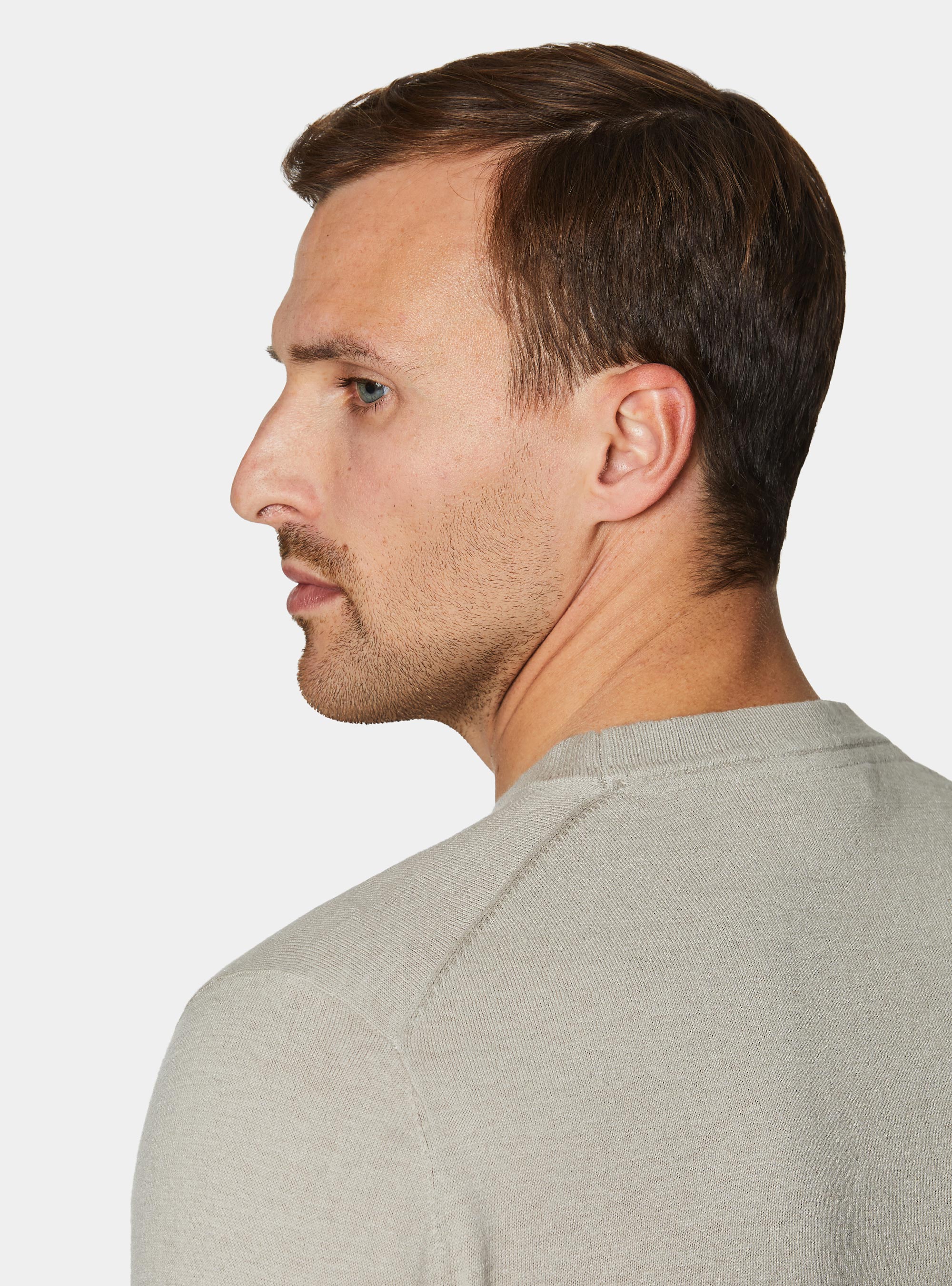 Maglia girocollo in cotone seta e cashmere, SAND