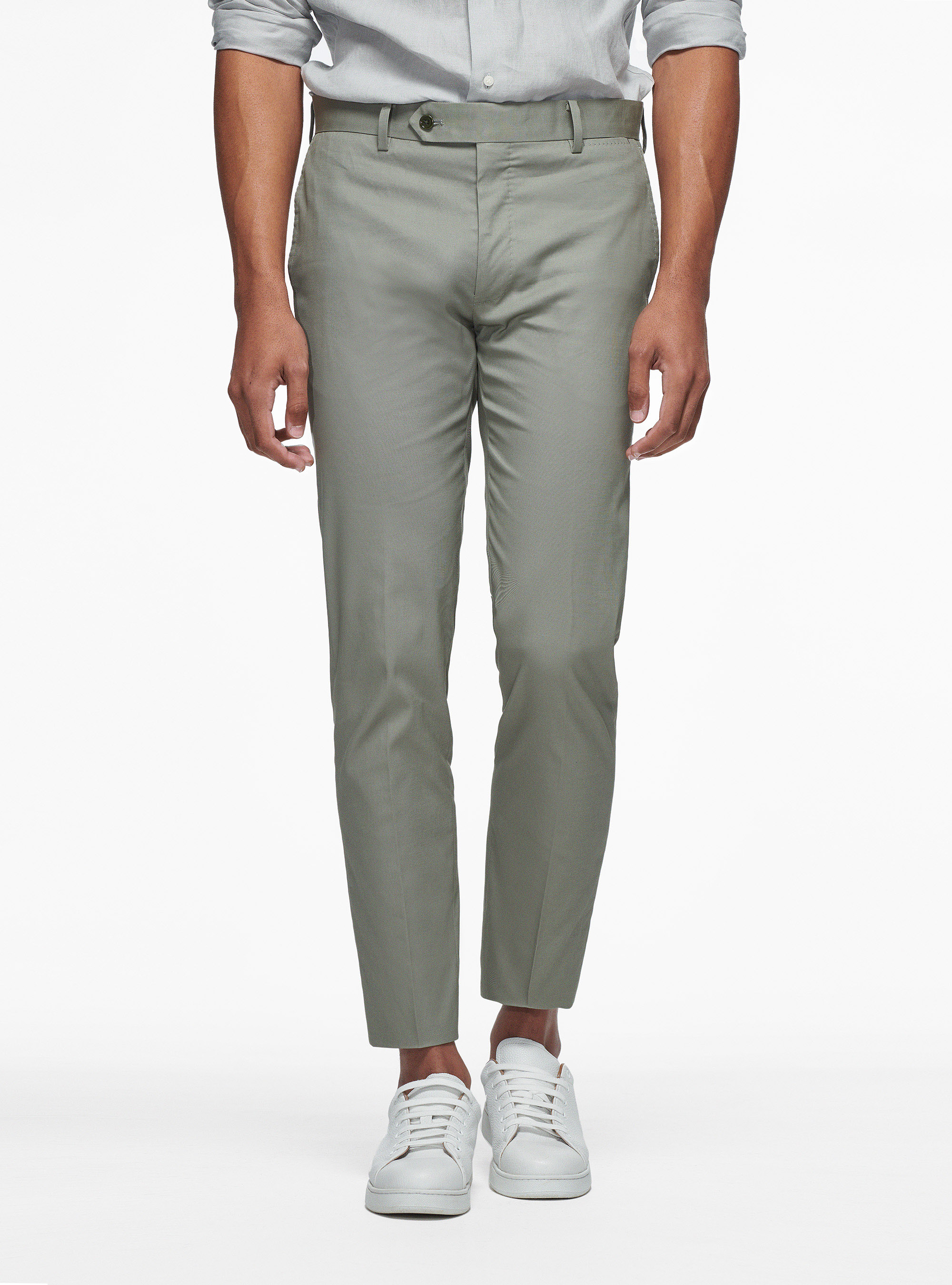 Pantaloni in puro cotone armaturato, SALVIA 0602C