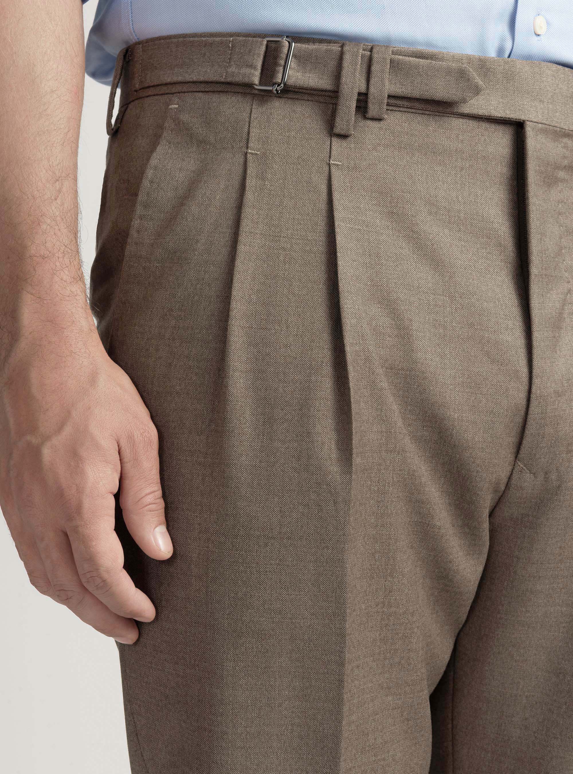 Pantaloni con pince in lana Vitale Barberis Canonico, SABBIA