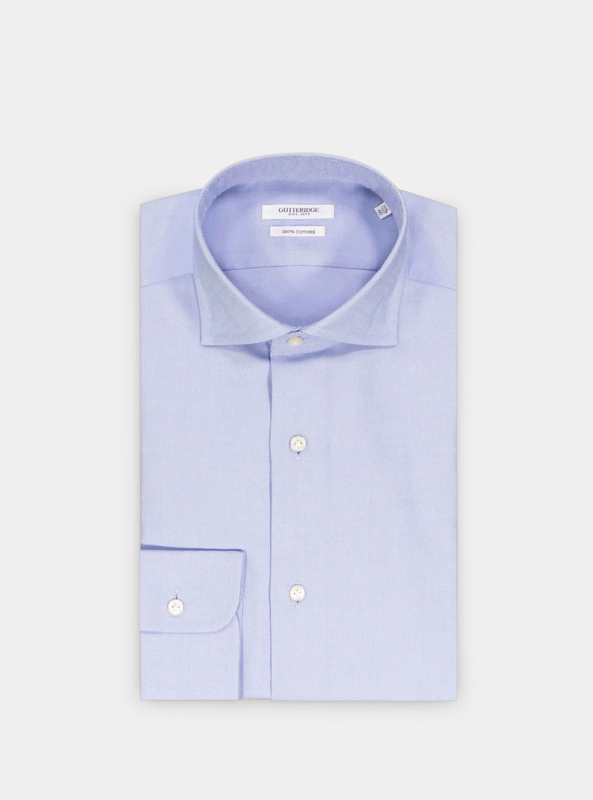 Camicia in oxford di cotone armaturato, AZZURRO