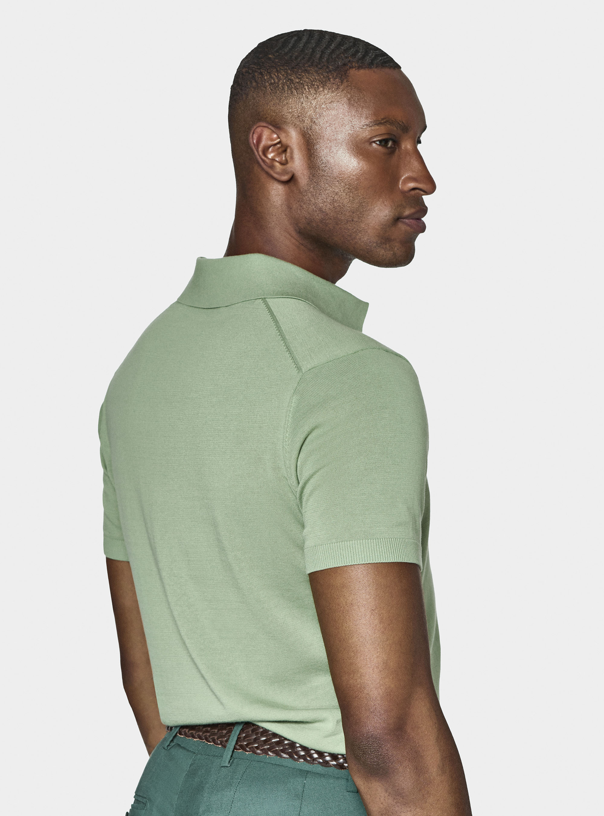 Polo de punto de algodón extrafino, SALVIA 0602C