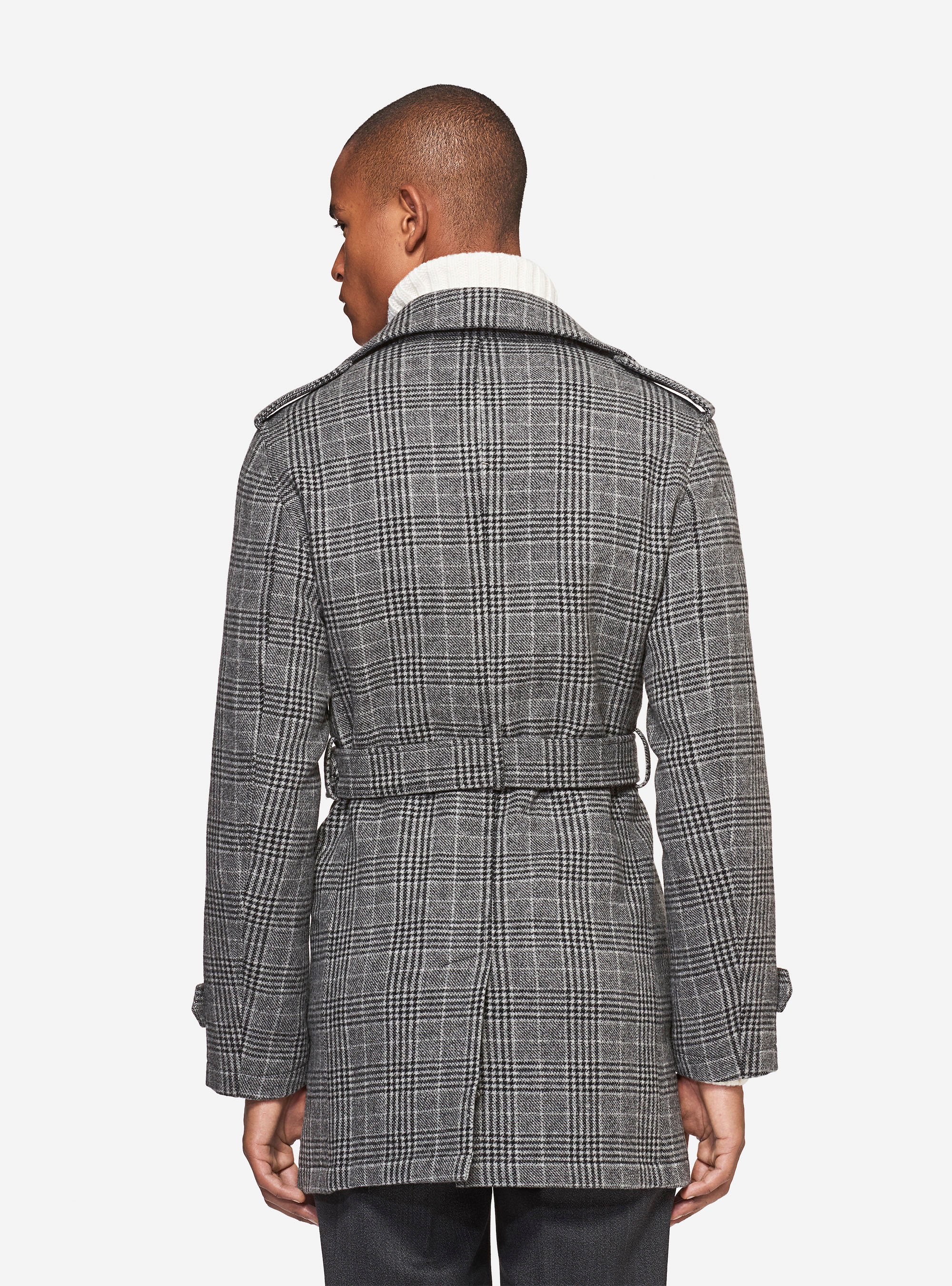 Trench doppiopetto in lana cashmere, GRIGIO CHIARO