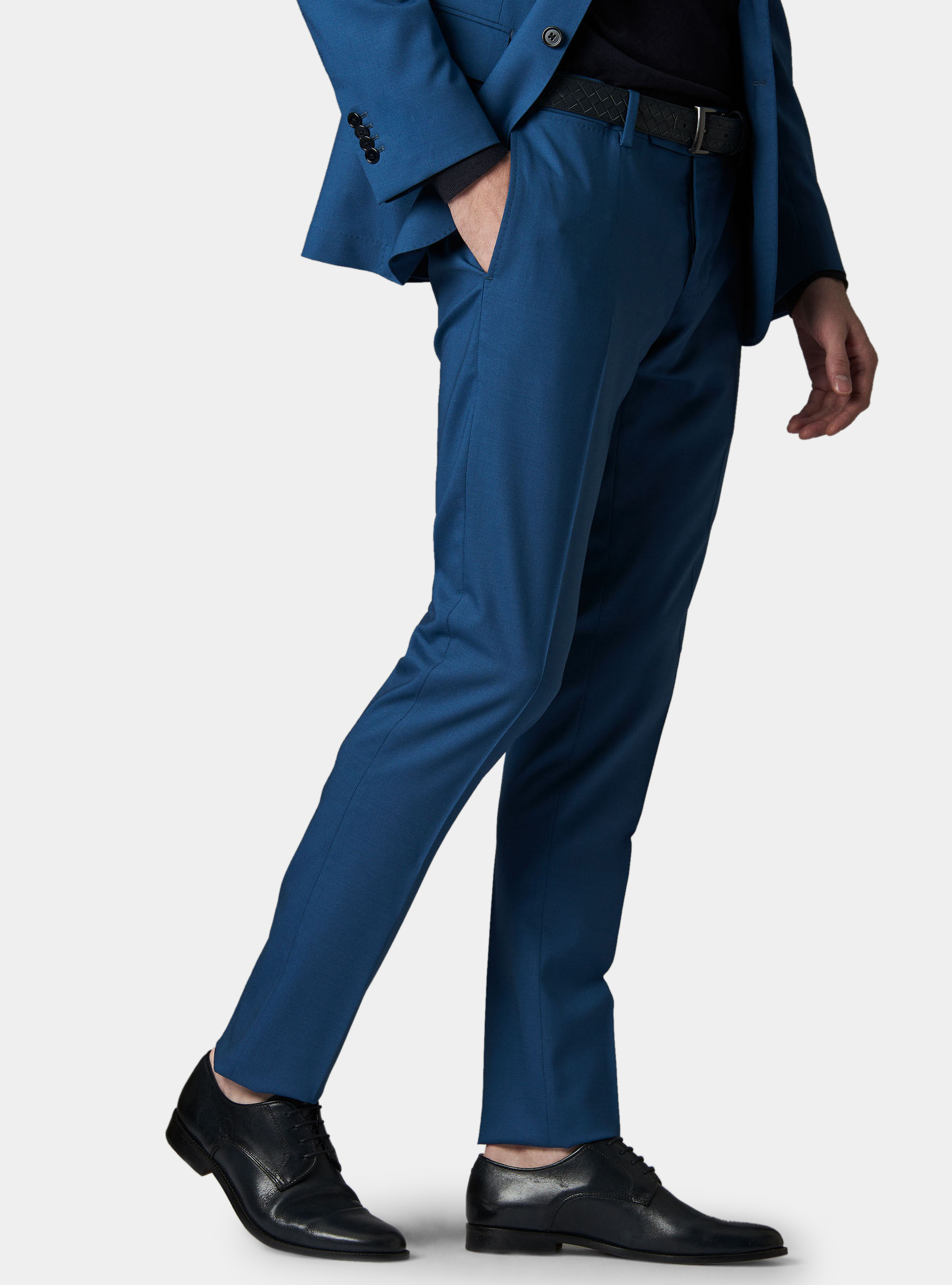 Pantaloni in pura lana superfine 120, BLU ROYAL