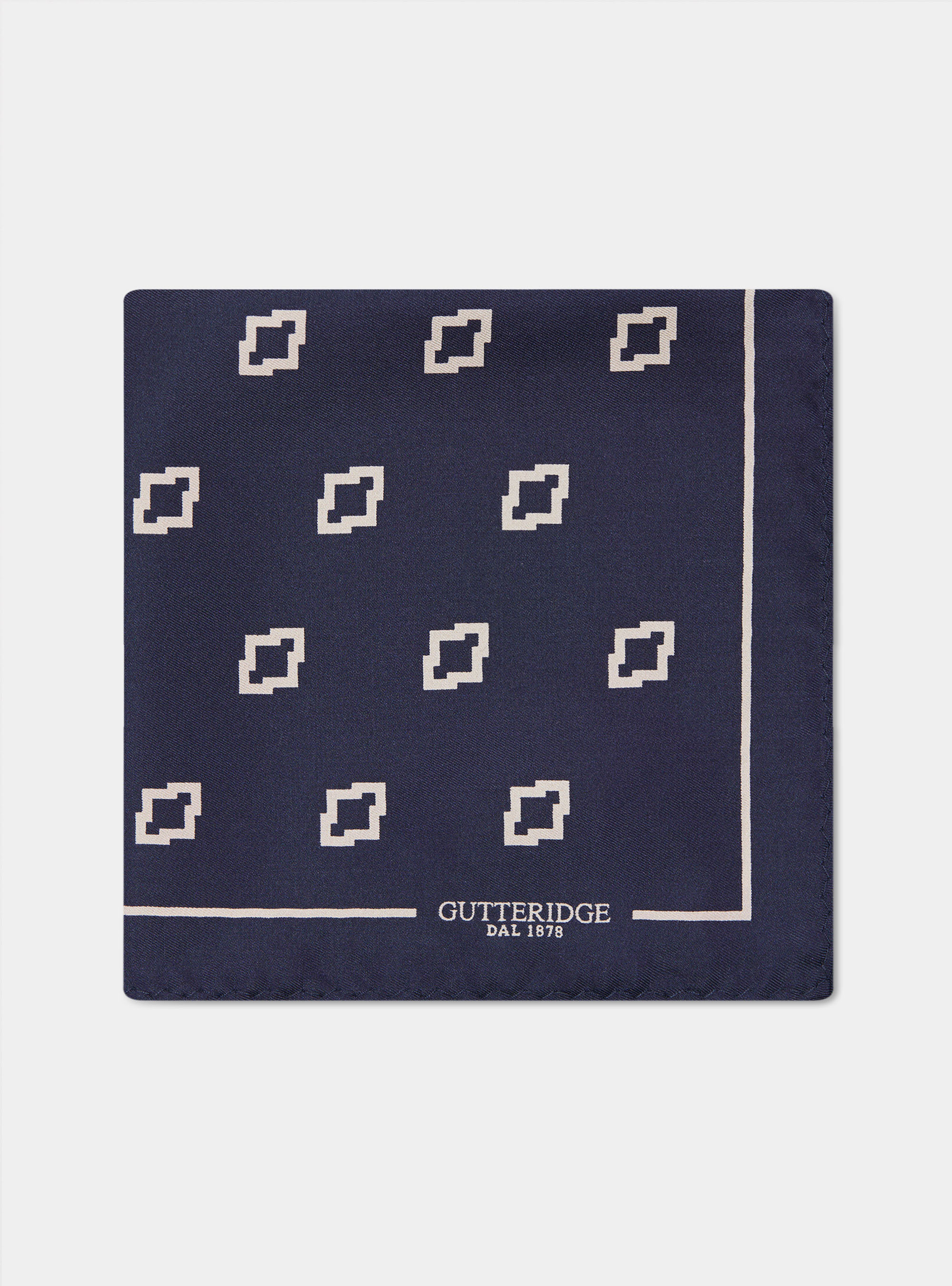 Pochette etnica in seta stampata, BLU NAVY