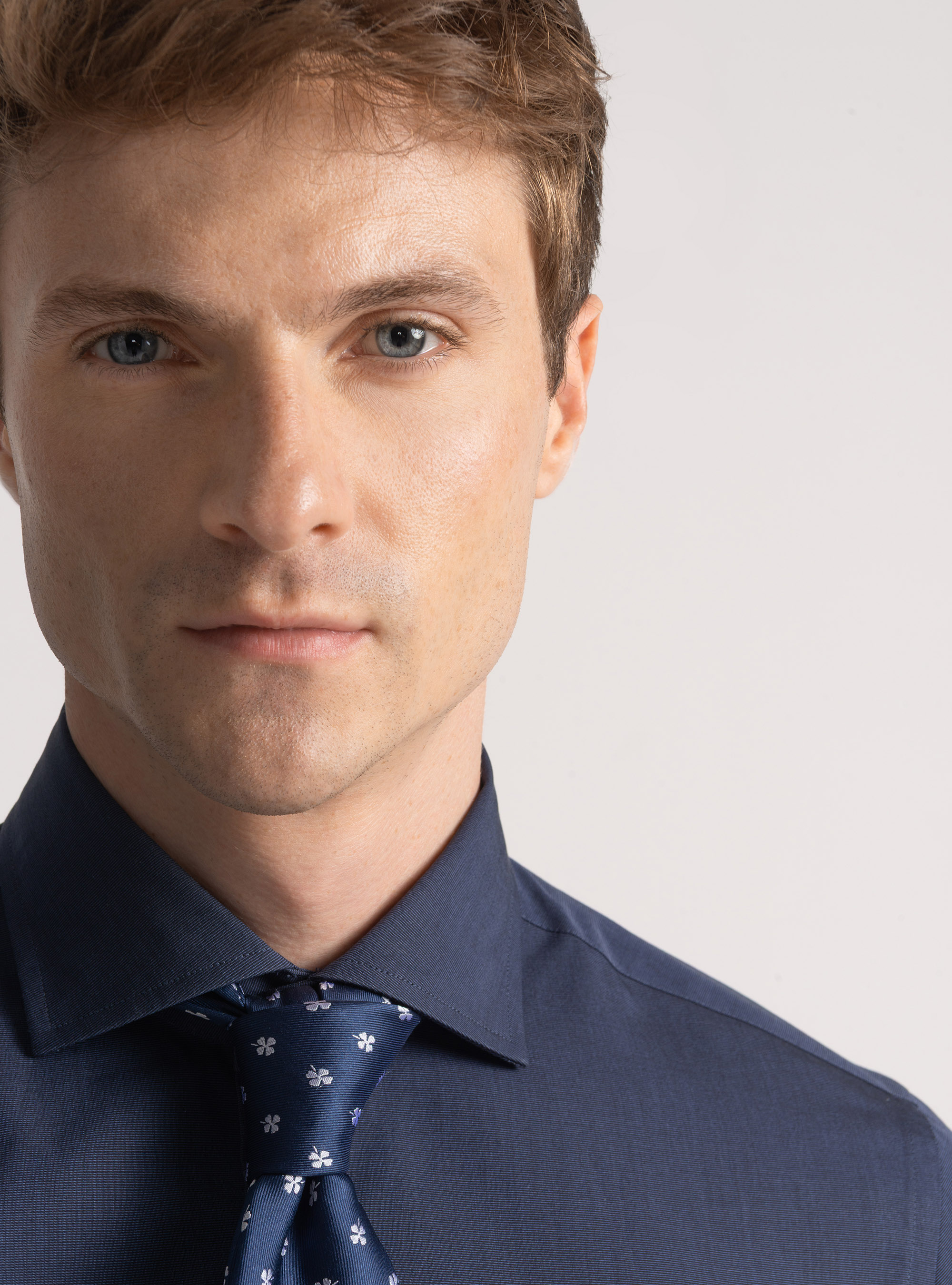 Camicia in cotone fil a fil, BLU NAVY