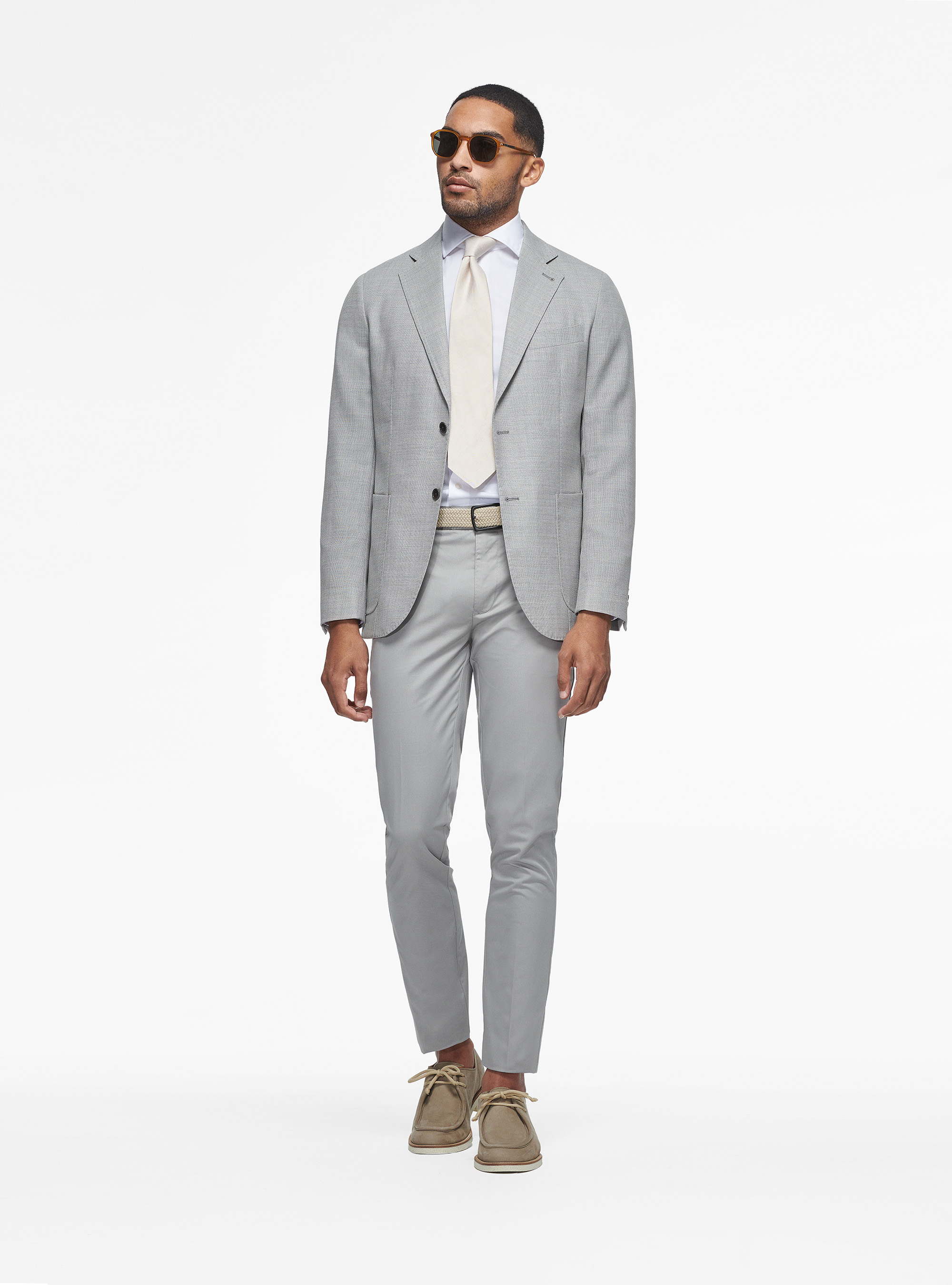 Micro-textured wool blazer, GREY