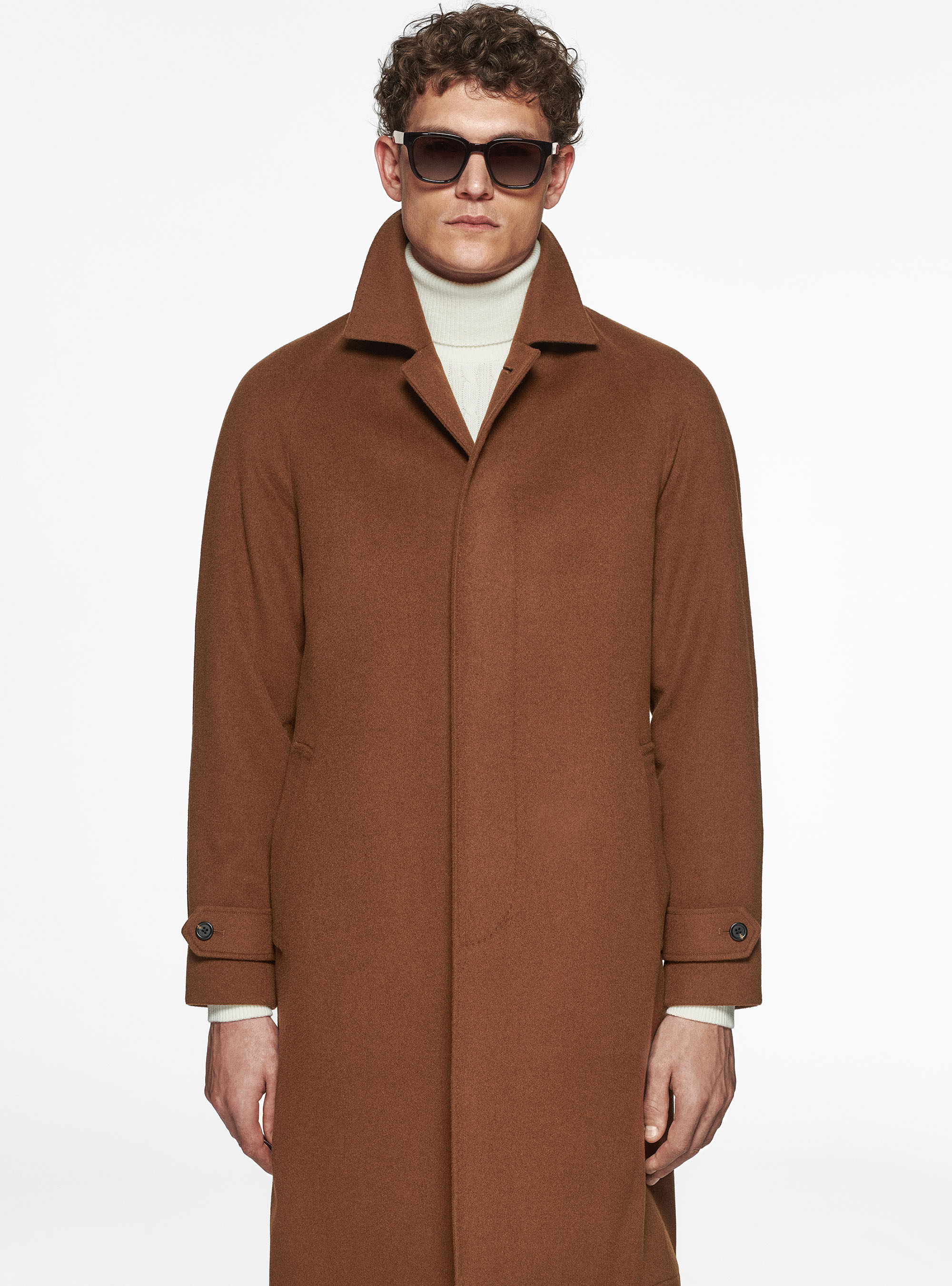 Soprabito in lana e cashmere, TABACCO