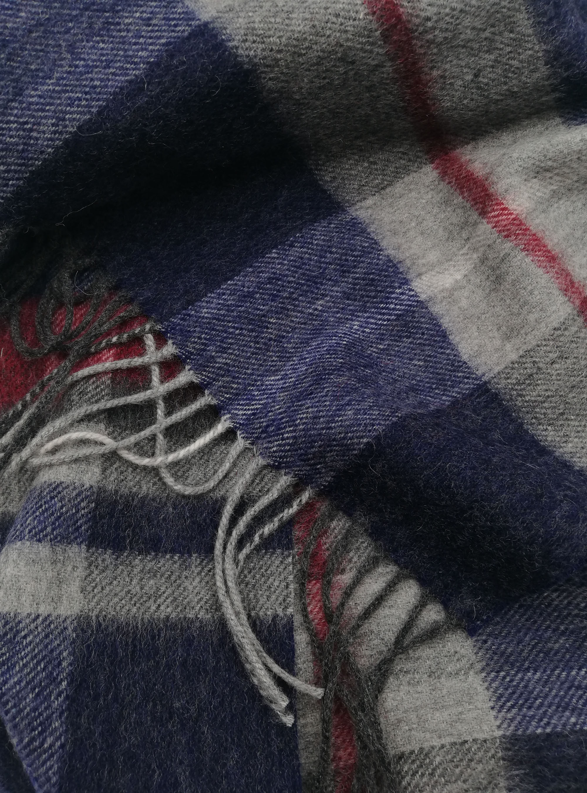 Checked wool and cashmere scarf, BLUE