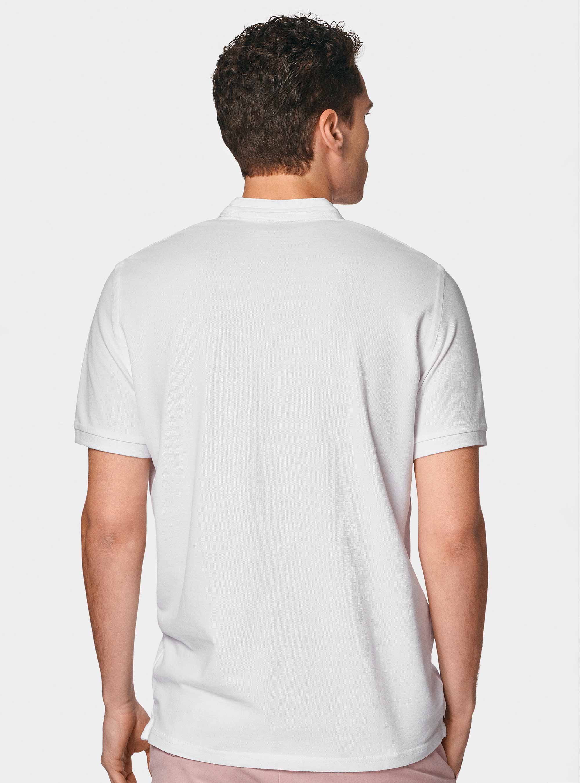 Polo en piqué coréen, BLANC