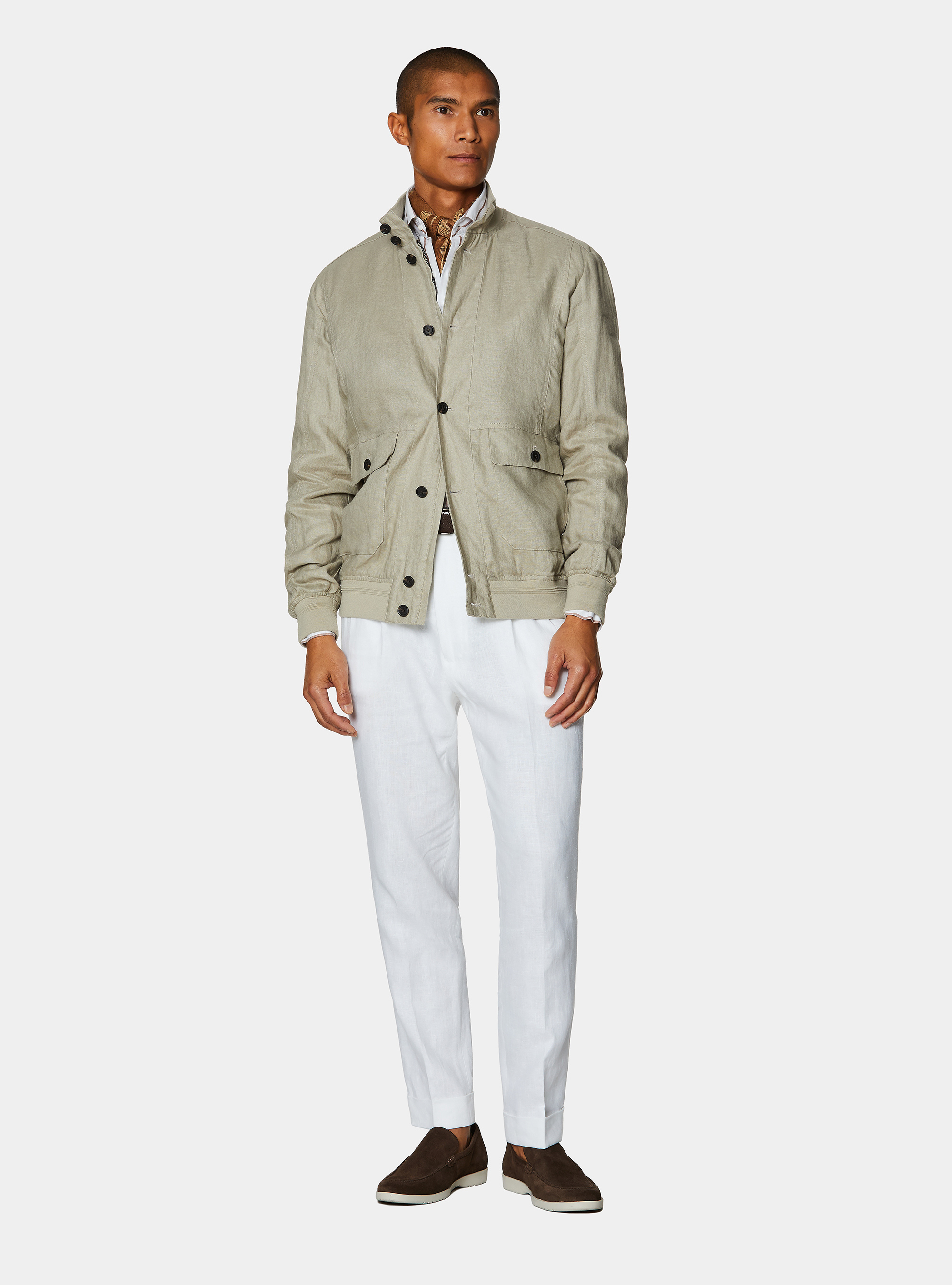 Pure linen bomber jacket, SAND
