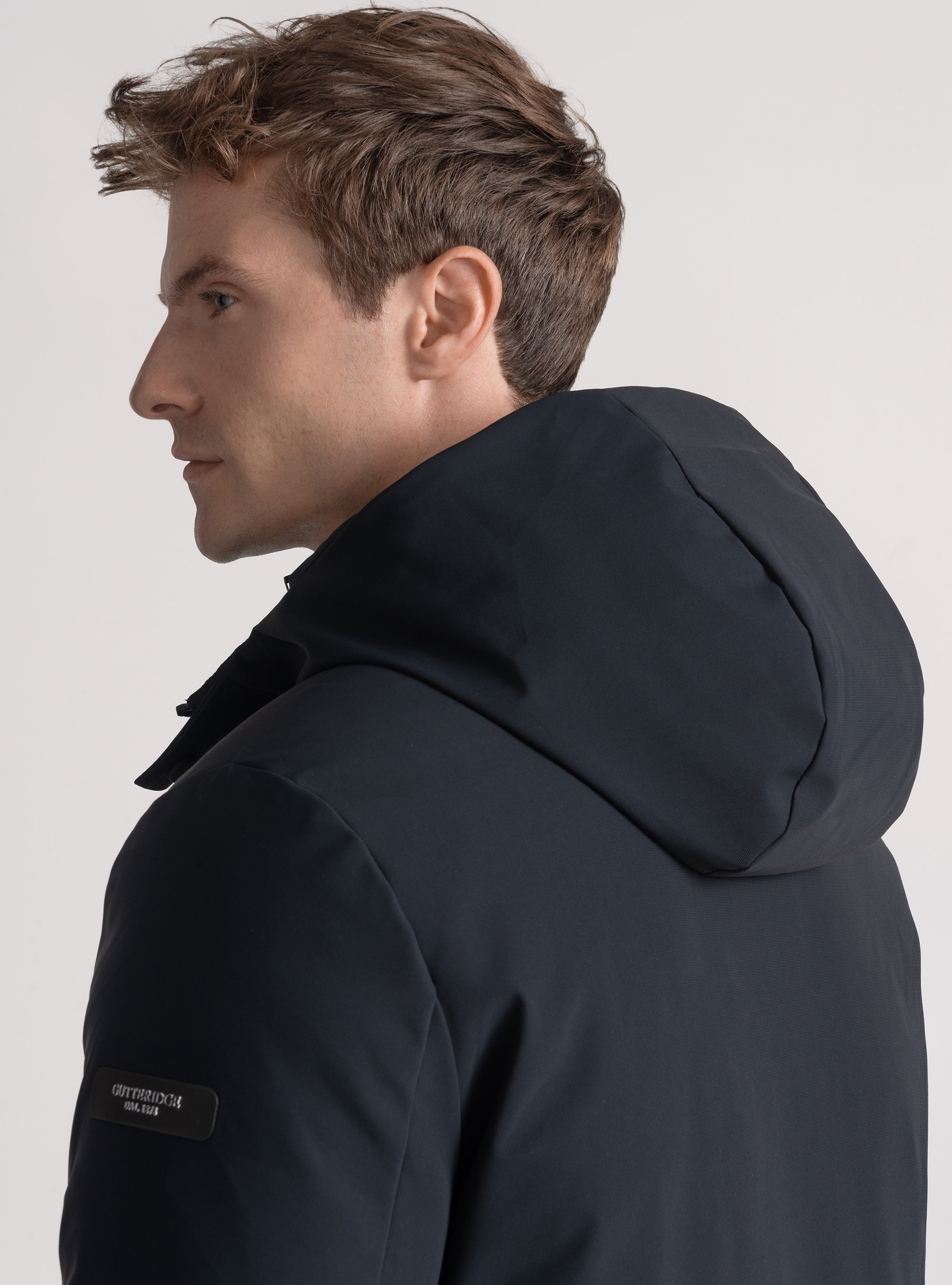 Parka técnica acolchada con capucha, AZUL MARINO