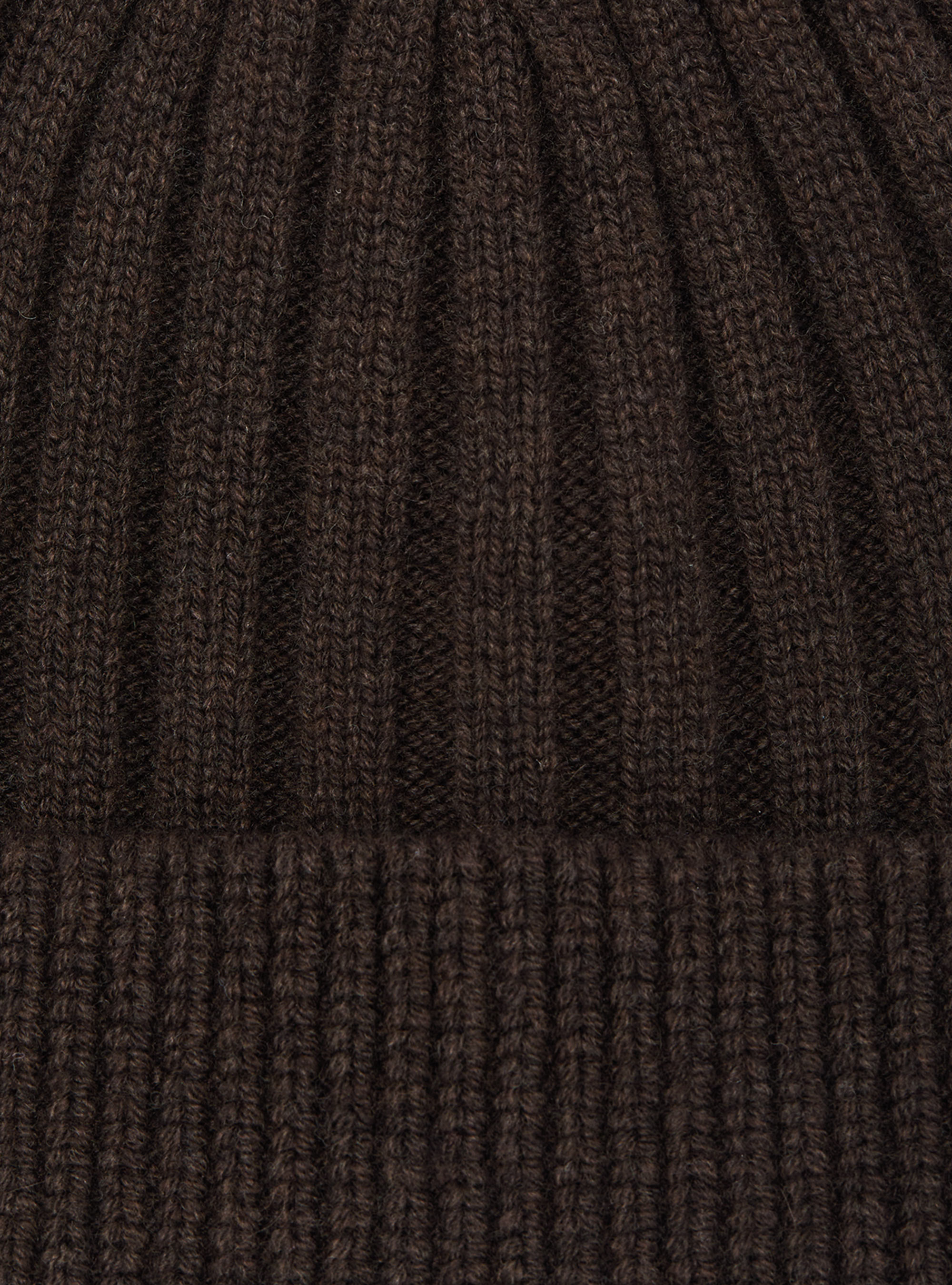 English rib cashmere blend beanie, BROWN