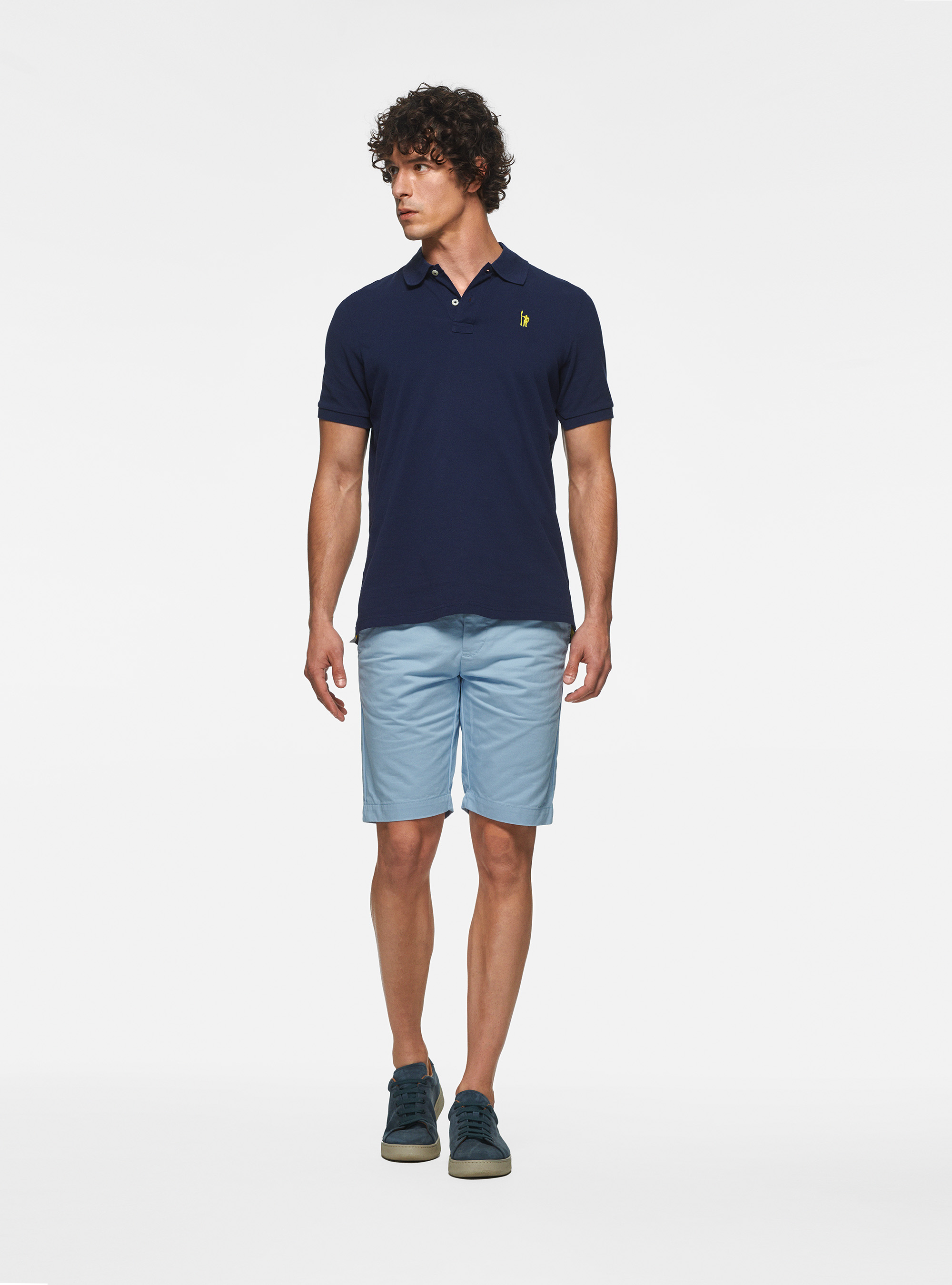 Polo in piquet con ricamo, BLU