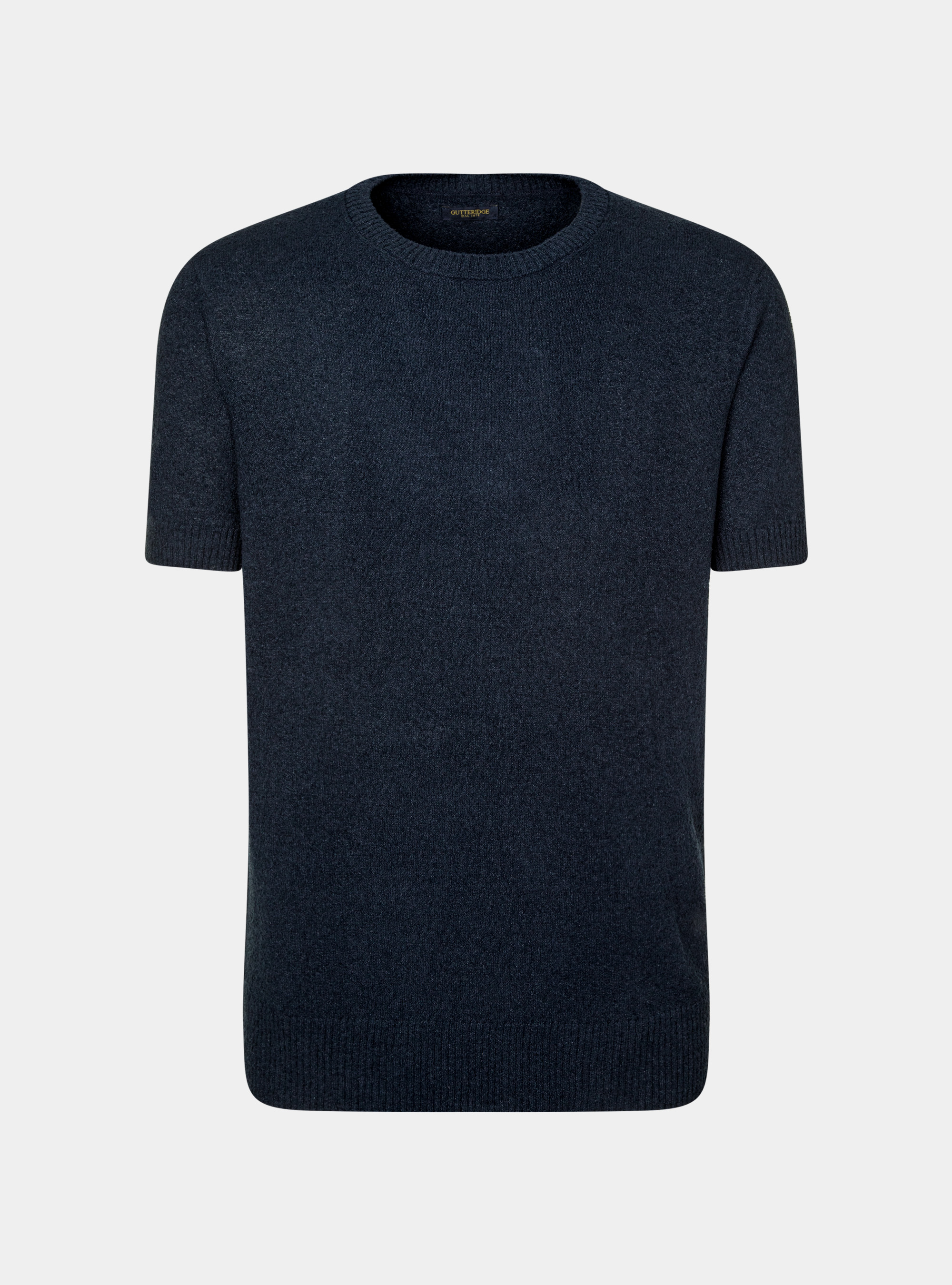 Maglia girocollo in misto cotone bouclè, BLU NAVY