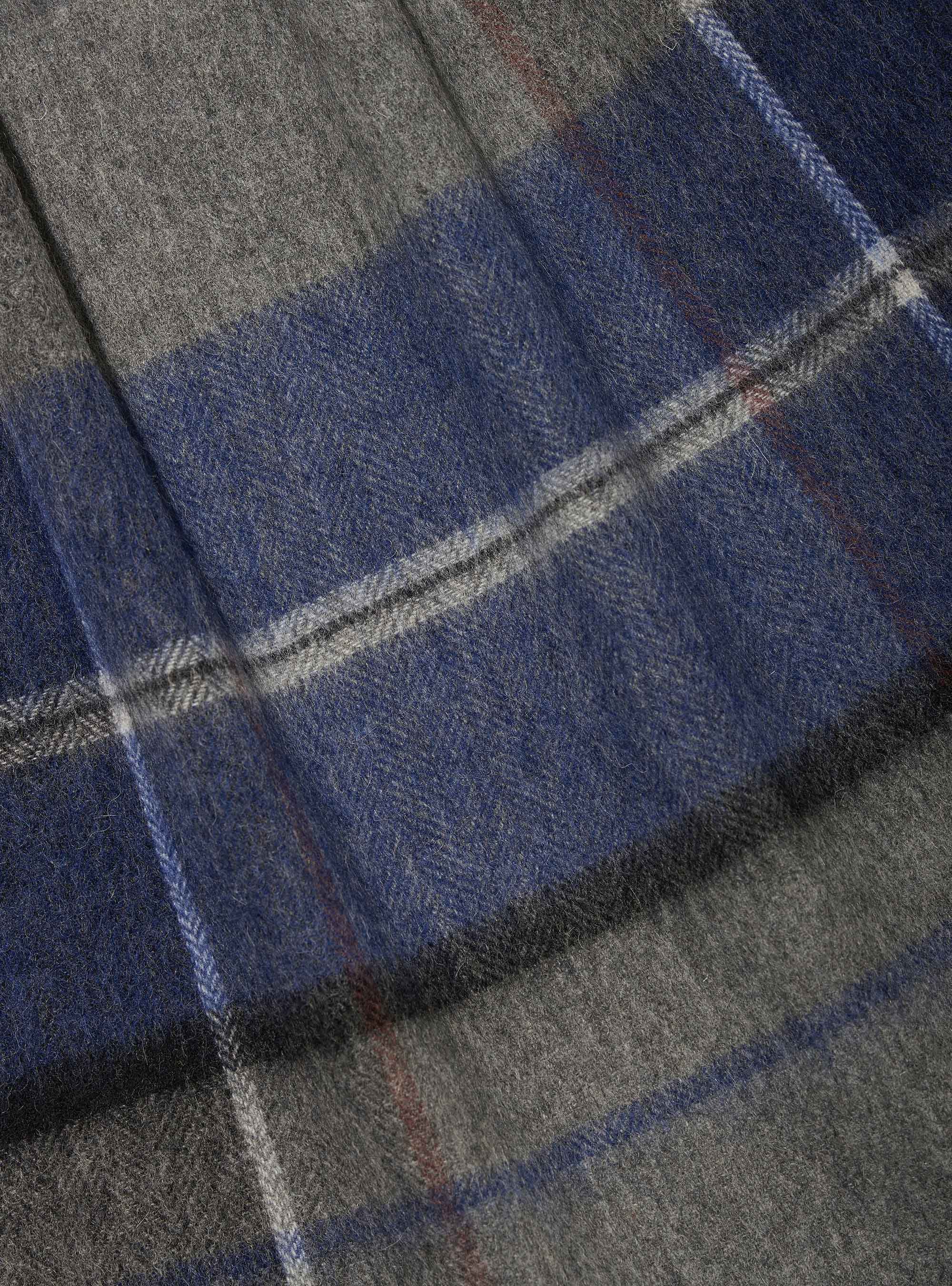 Sciarpa a quadri in lana e cashmere, ASFALTO