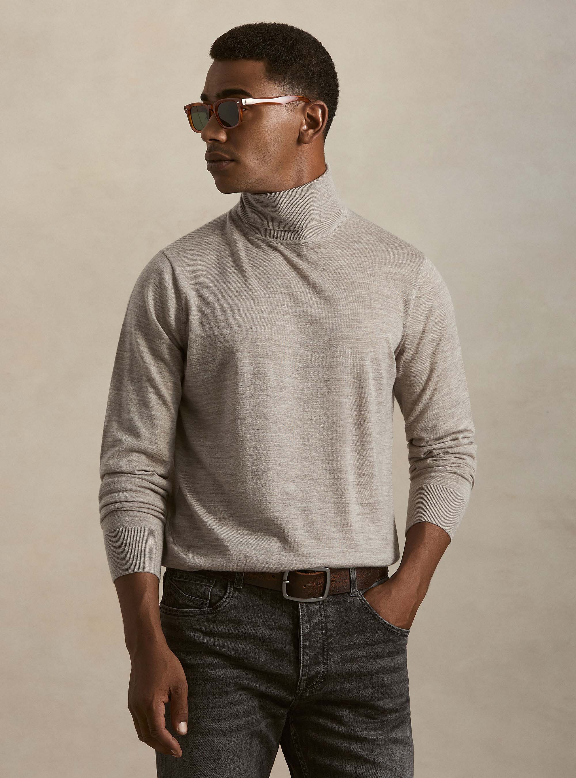 Dolcevita in pura lana merino extrafine, SABBIA MELANGE 0564C