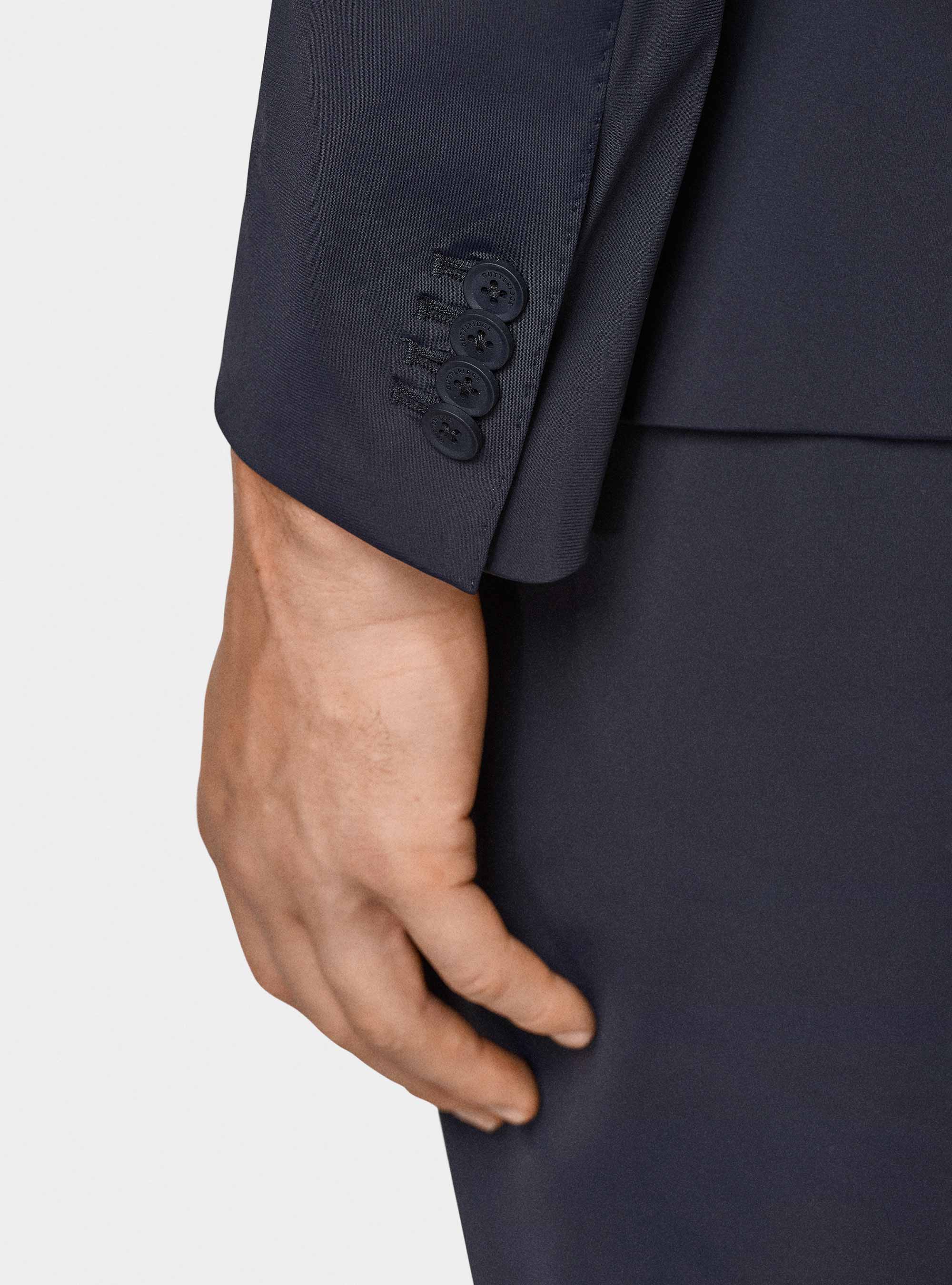 GT01 double-breasted blazer in stretch jersey, NAVY BLUE