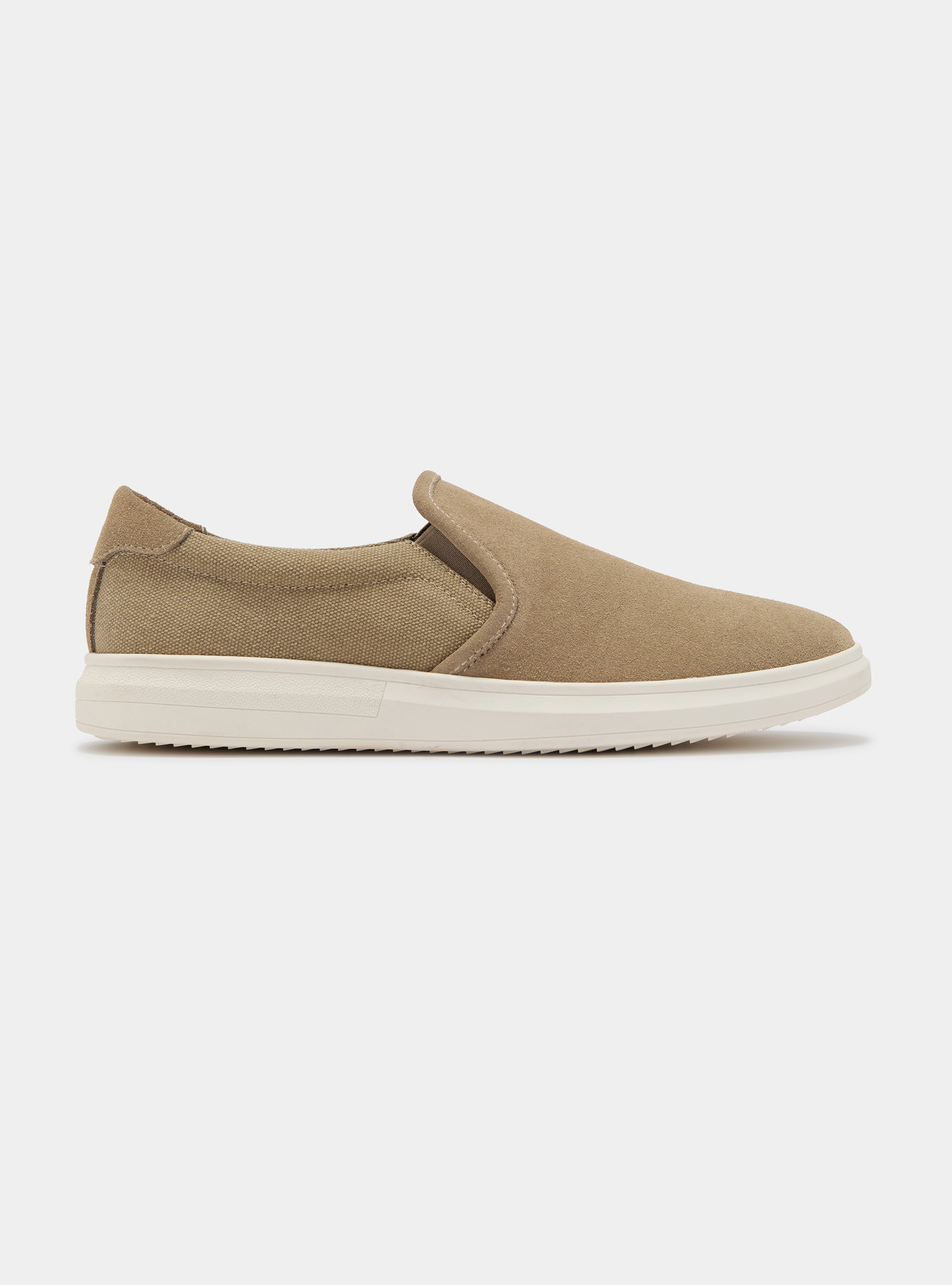 Slip on in suede e canvas, ECRU