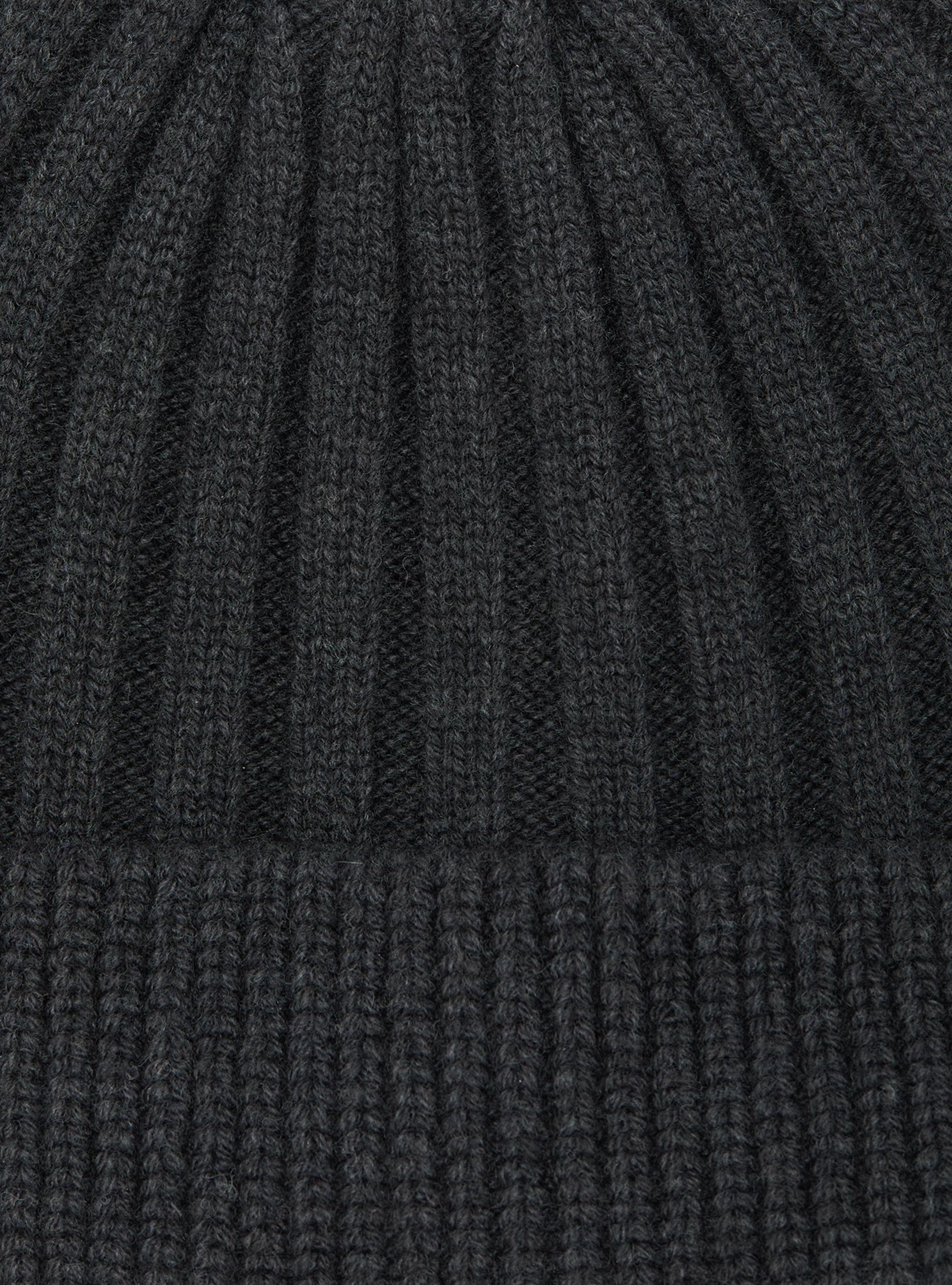 English rib cashmere blend beanie, ASPHALT GREY