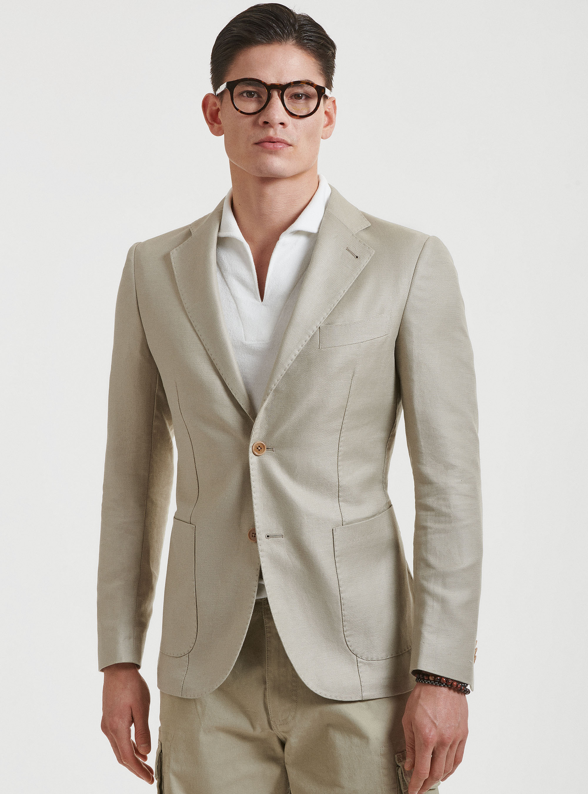 Gutteridge - Giacca in lino e cotone, Unisex, Sabbia, Taglia: 44