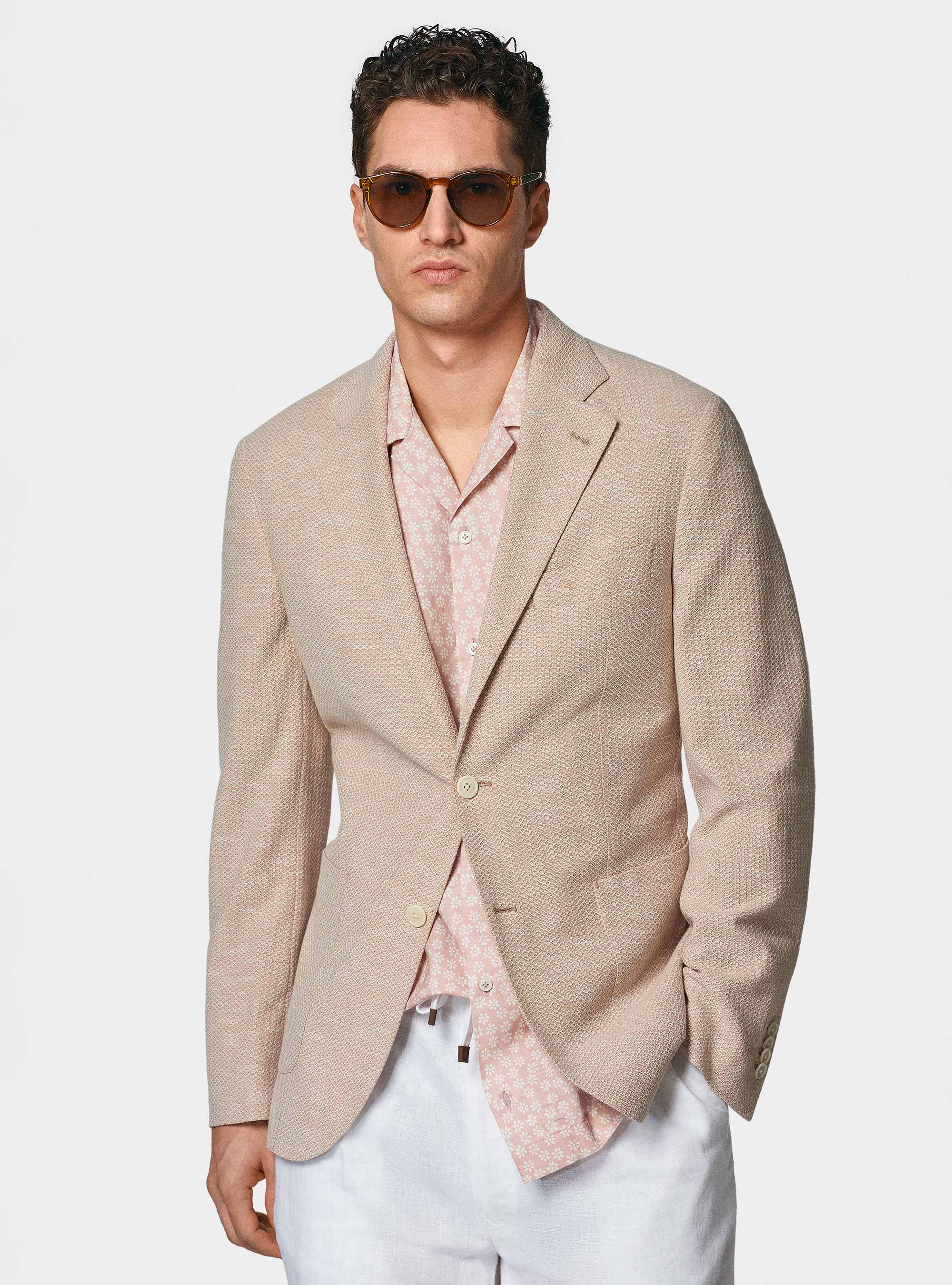 Americana de punto de algodón y lino, PESCA 0461C