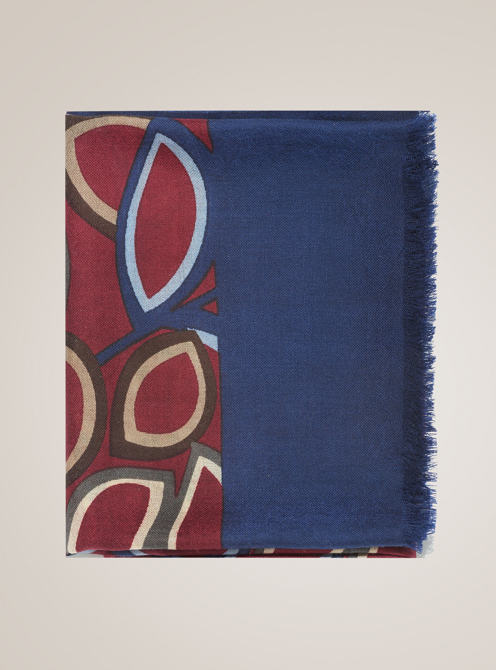 Sciarpa 100% lana con stampa all over, BORDEAUX