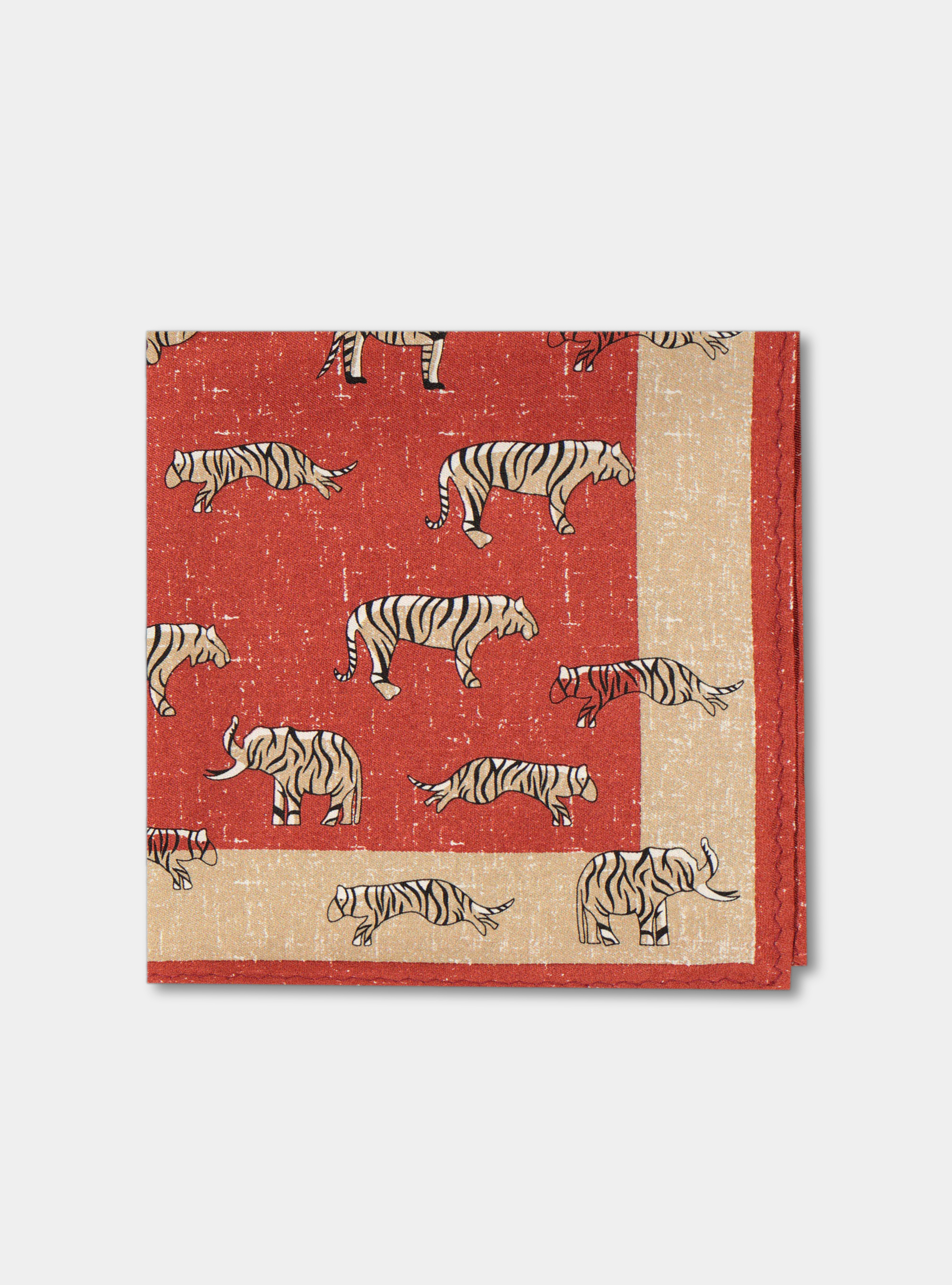 Pochette safari in seta stampata, TERRACOTTA