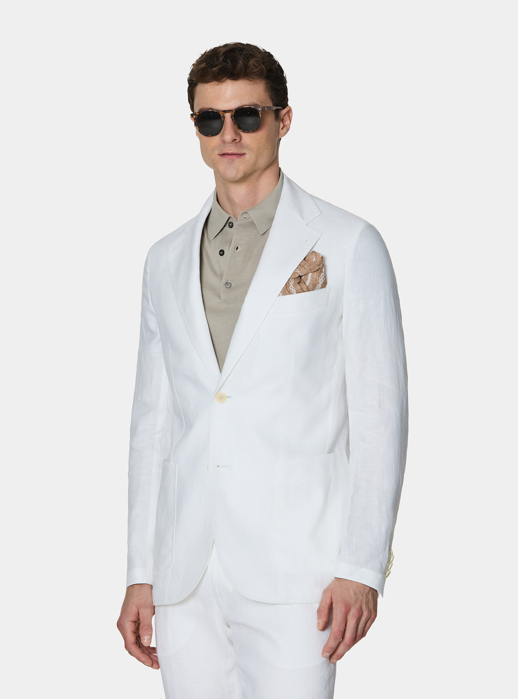 Pure linen suit blazer, WHITE