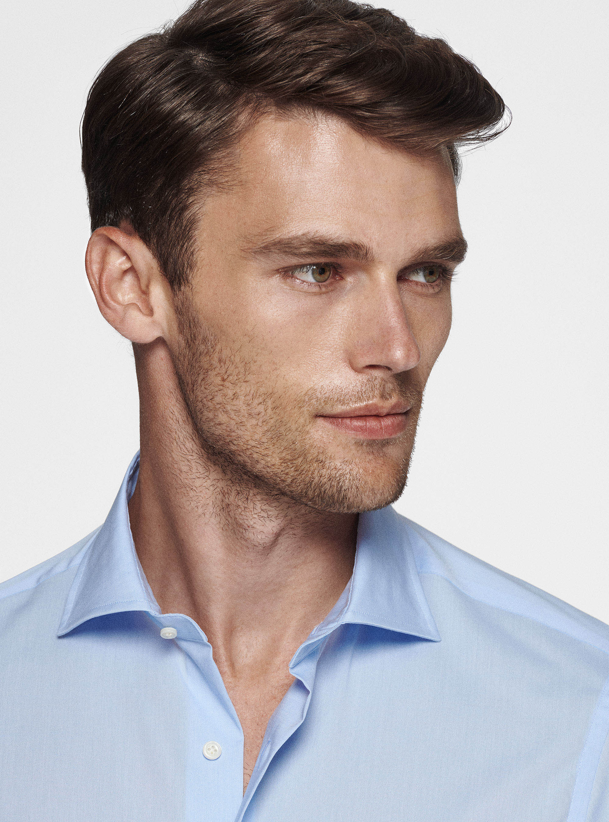 Chemise en popeline stretch, BLEU CIEL