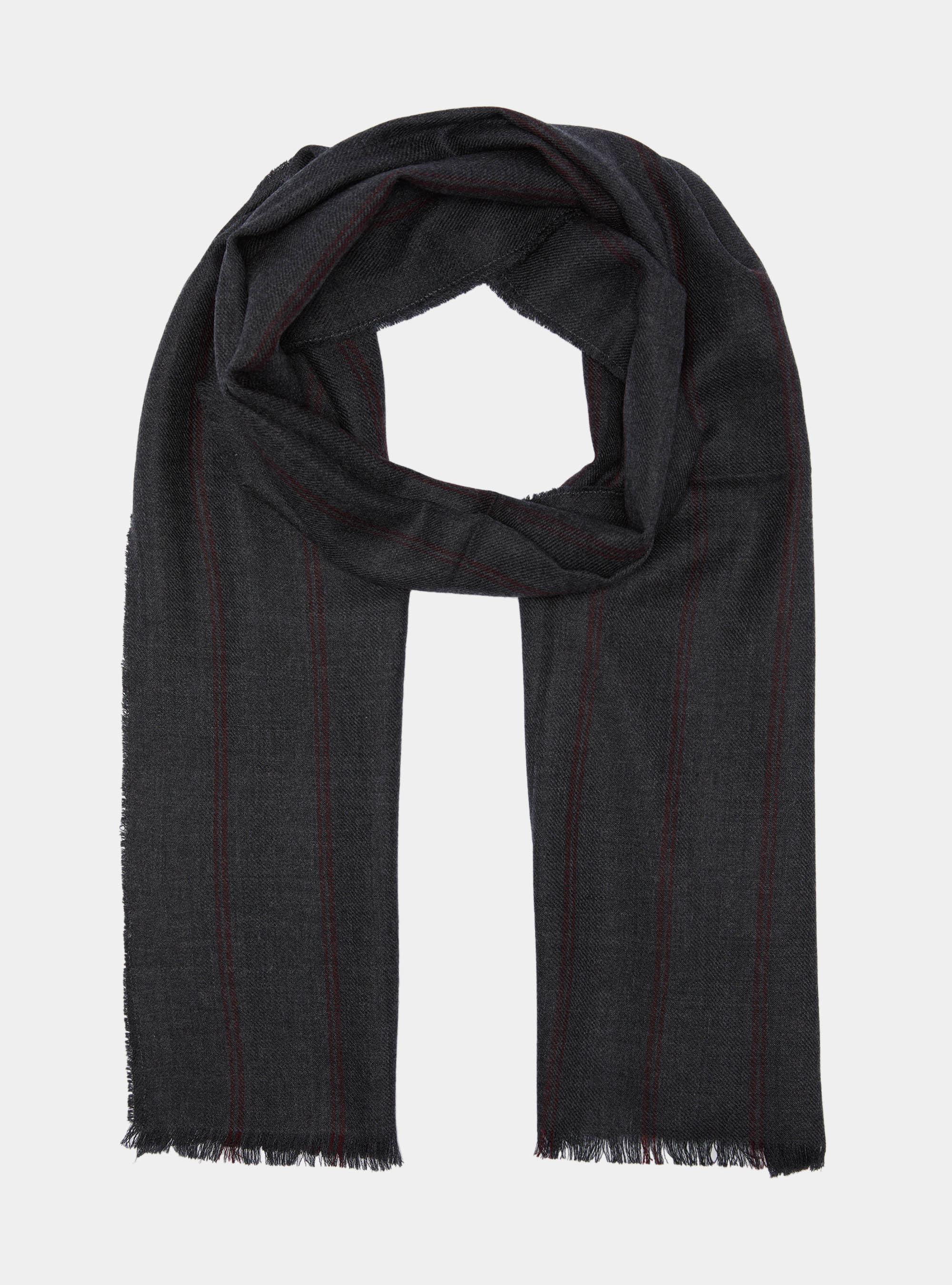 Sciarpa in lana a righe, ASFALTO