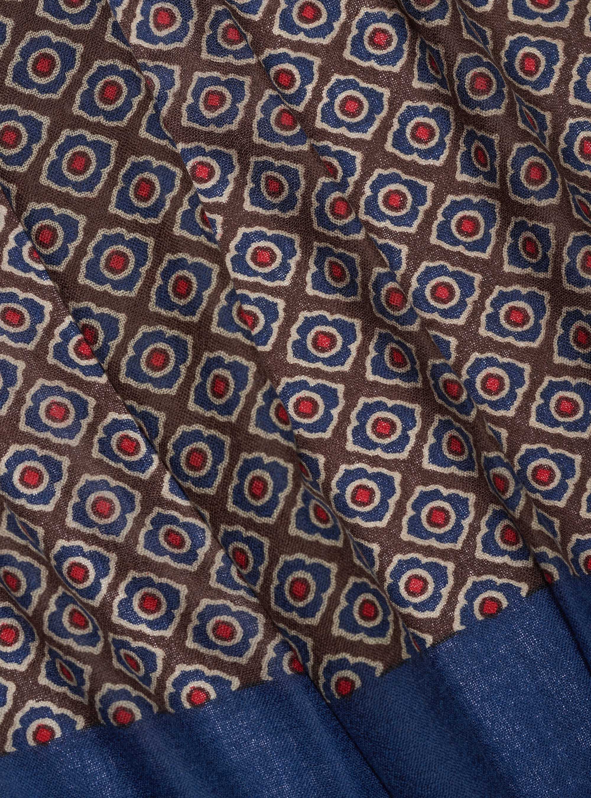 Sciarpa 100% lana a fantasia geometrica, MARRONE