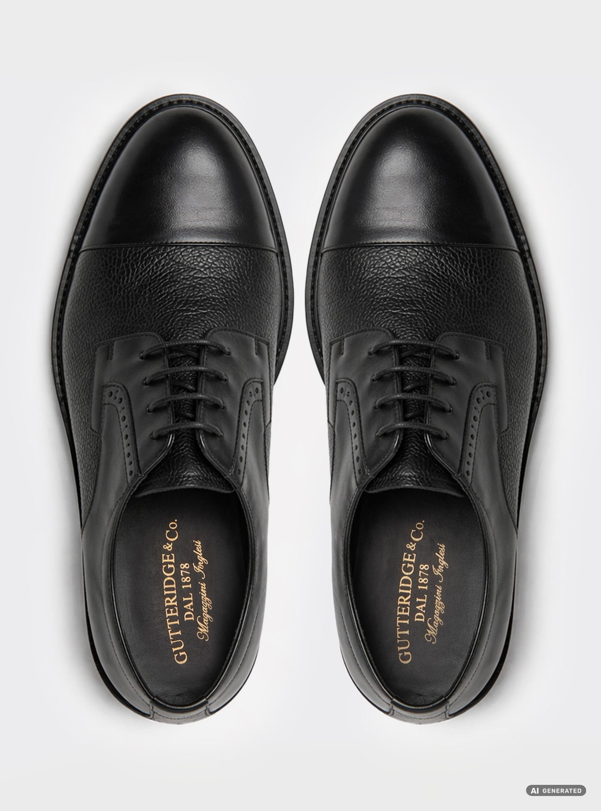 Lace-up derby in textured leather with a smooth, rounded toe, BLACK