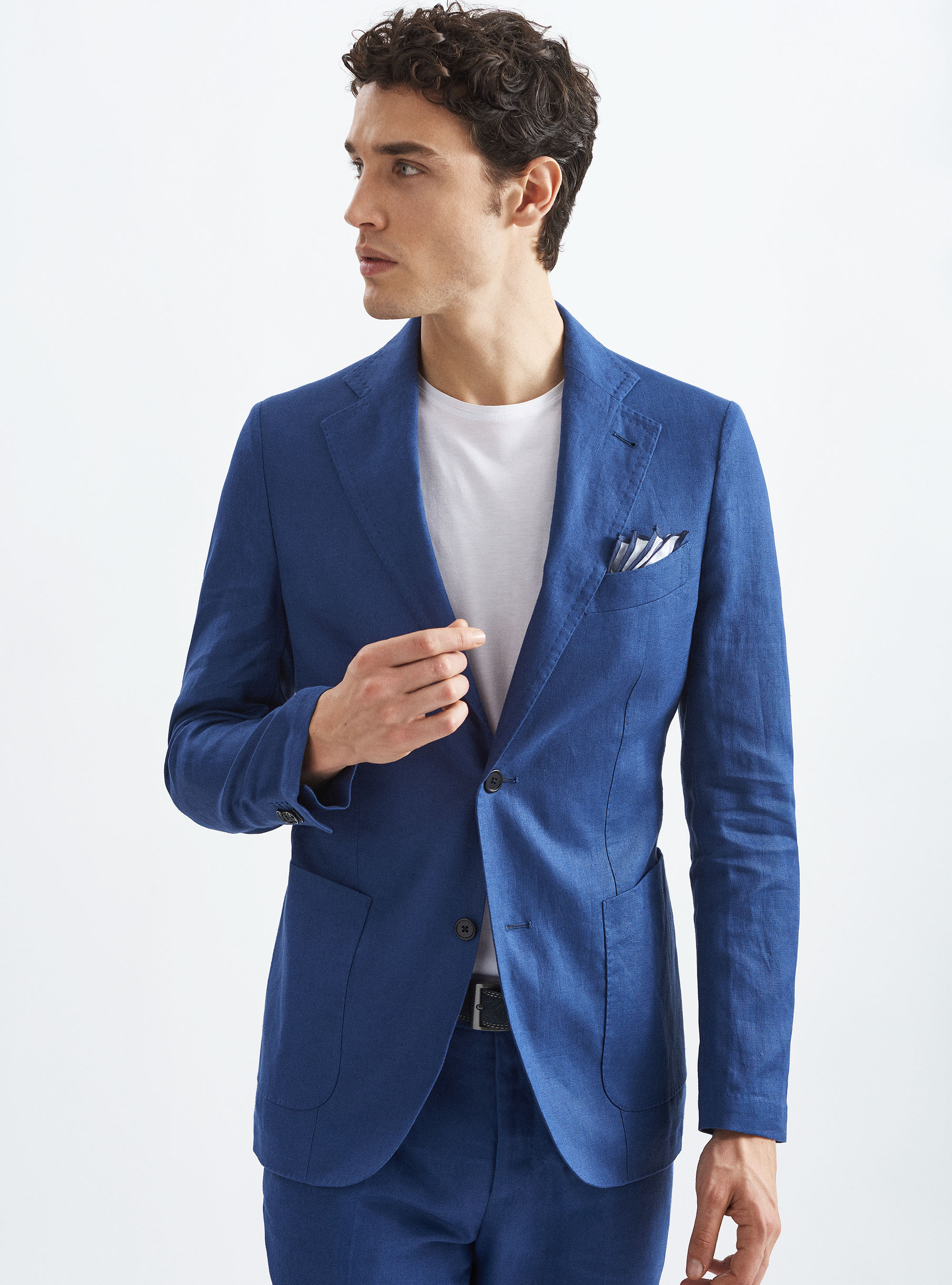 Giacca per abito in puro lino, BLU