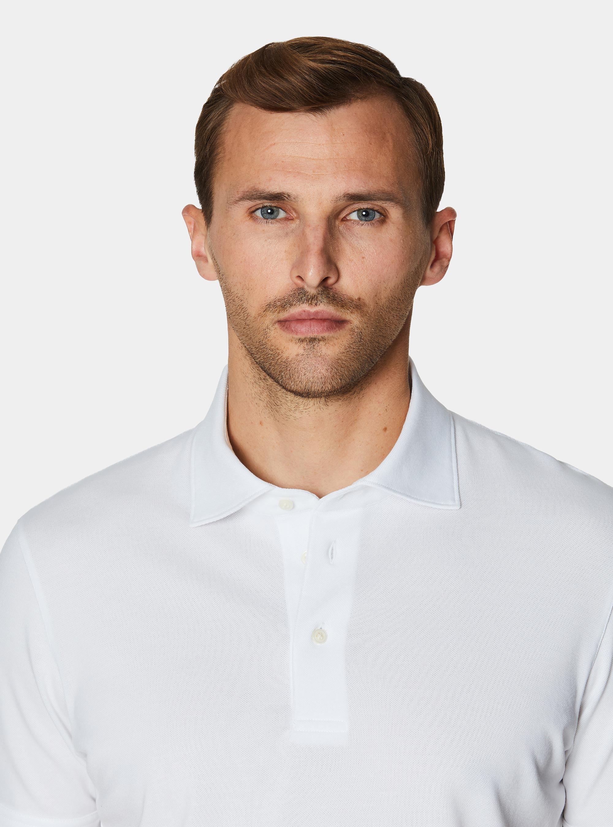 GT01 stretch pique polo shirt, WHITE