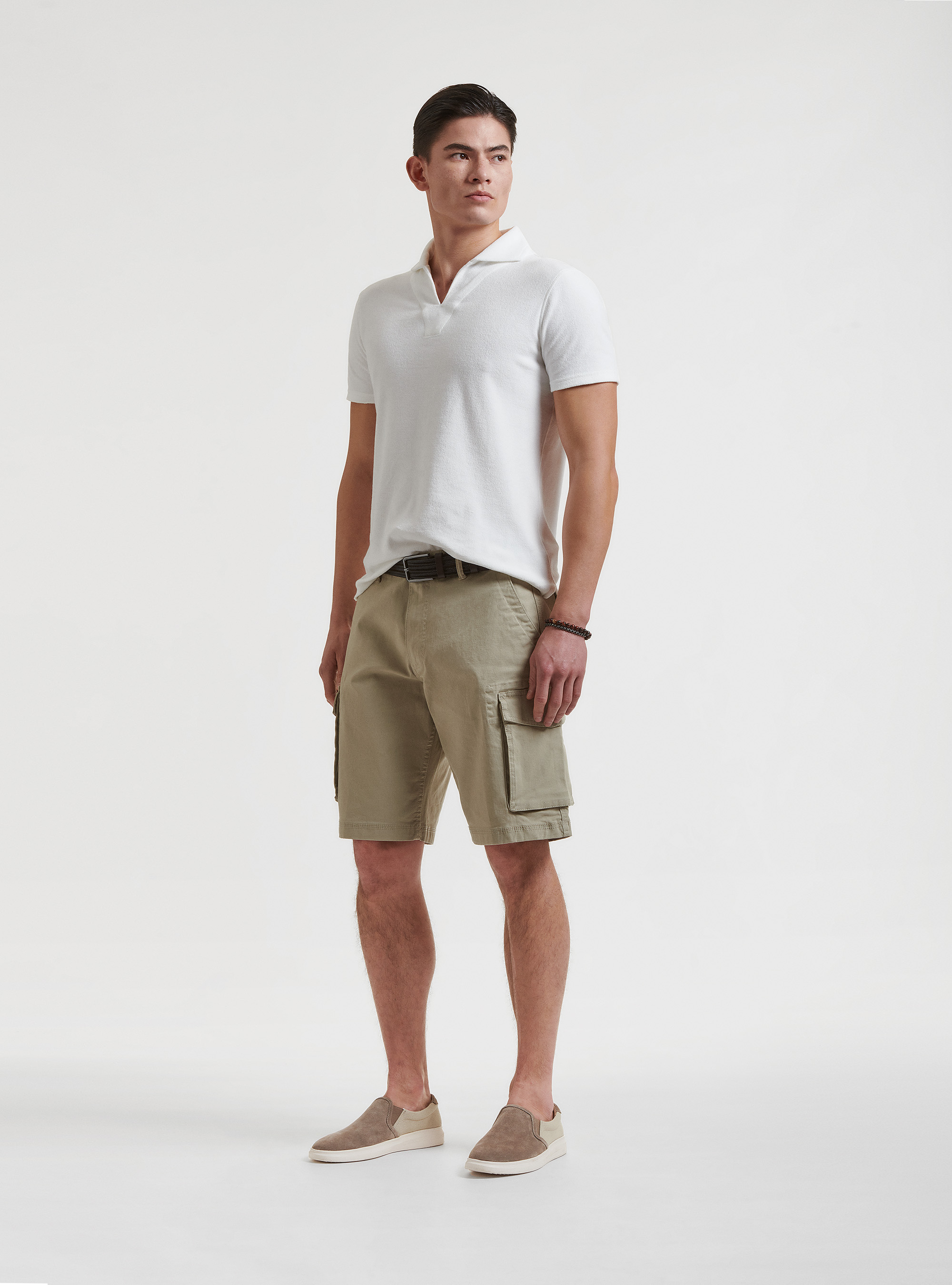 Maglia a polo in spugna di puro cotone, BIANCO